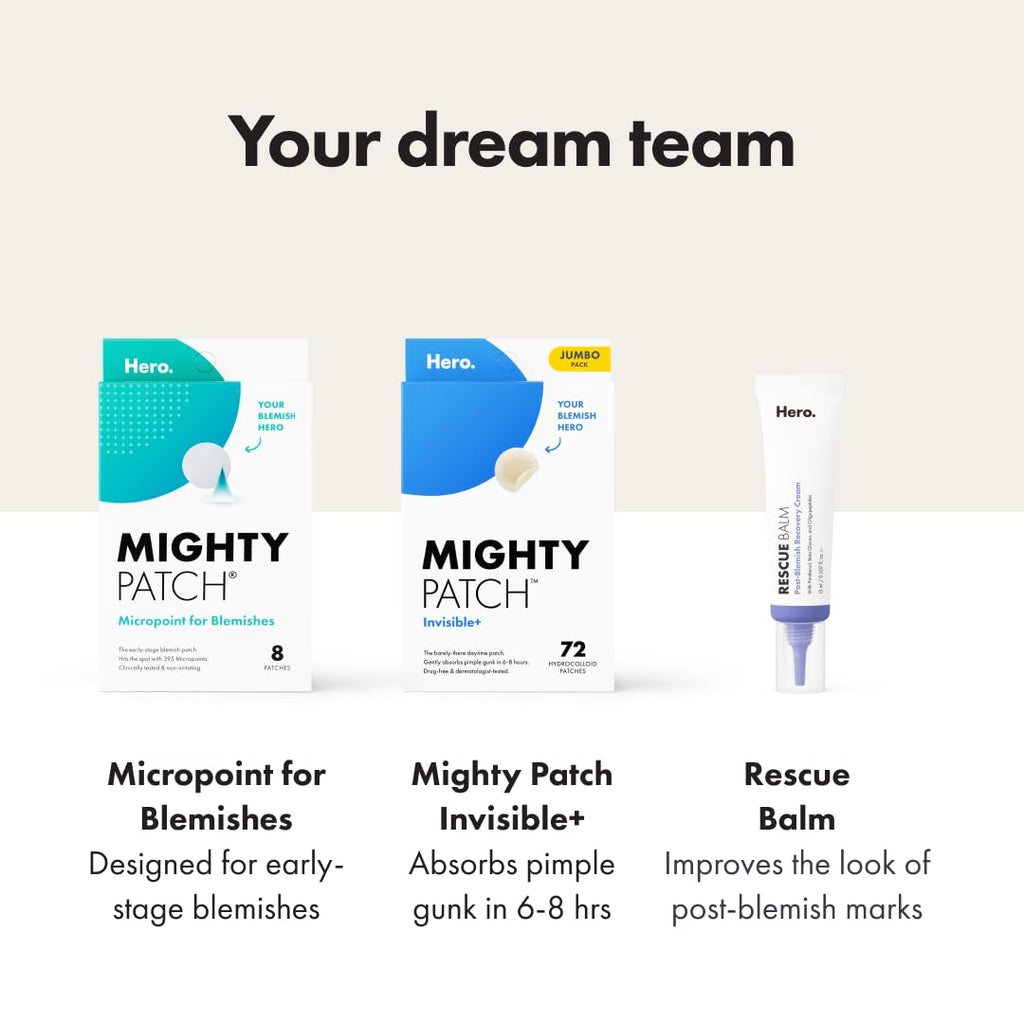 Mighty Patch™ Invisible+ Patch – The Barely-There Daytime Hydrocolloid Acne Pimple Patch for Covering Zits and Blemishes. Tapered Edges Designed to Blend Into Skin (72ct)