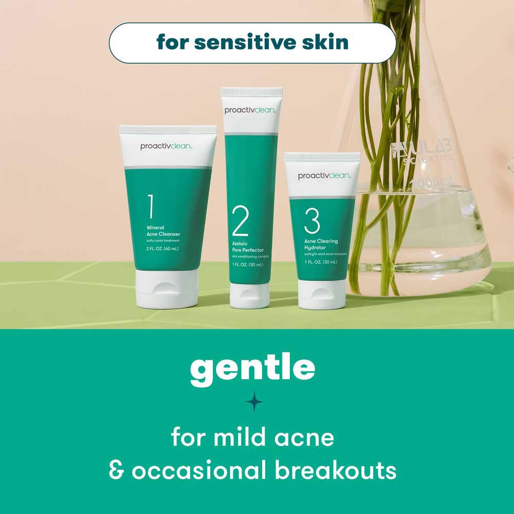 Proactiv Clean 3 Step Acne Routine w/ Pimple Patches- Sulfur Acne Treatment Cleanser. Azelaic Acid Serum. and Facial Moisturizer for Sensitive. Acne-Prone Skin- 30 Day Acne Kit with Pimple Patches : Beauty & Personal Care
