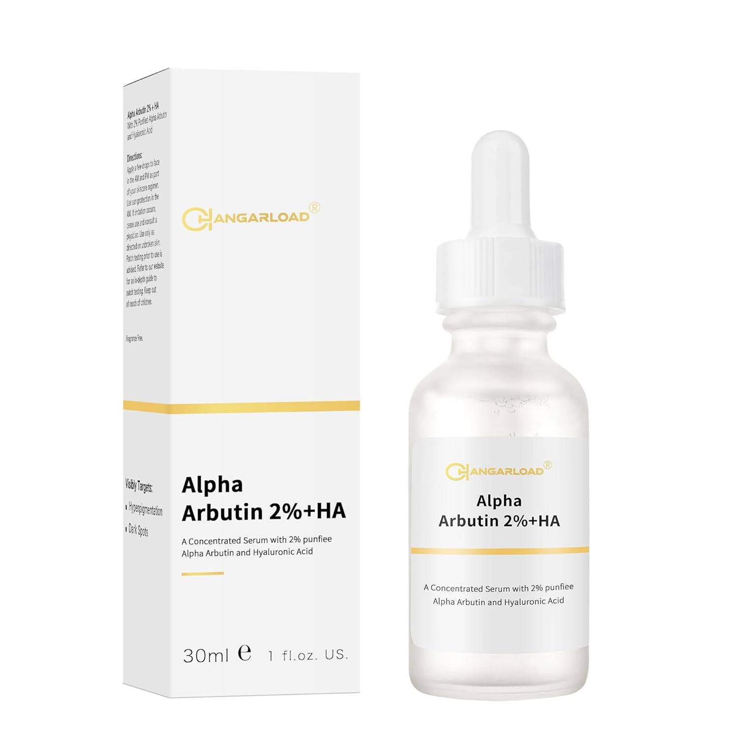 Alpha Arbutin 2% Serum for Dark Spots. Acne Scars. Pore Minimizer. Hydration & Removing Pigmentation - Hyaluronic Acid Serum. 1 Pcs 30 ML