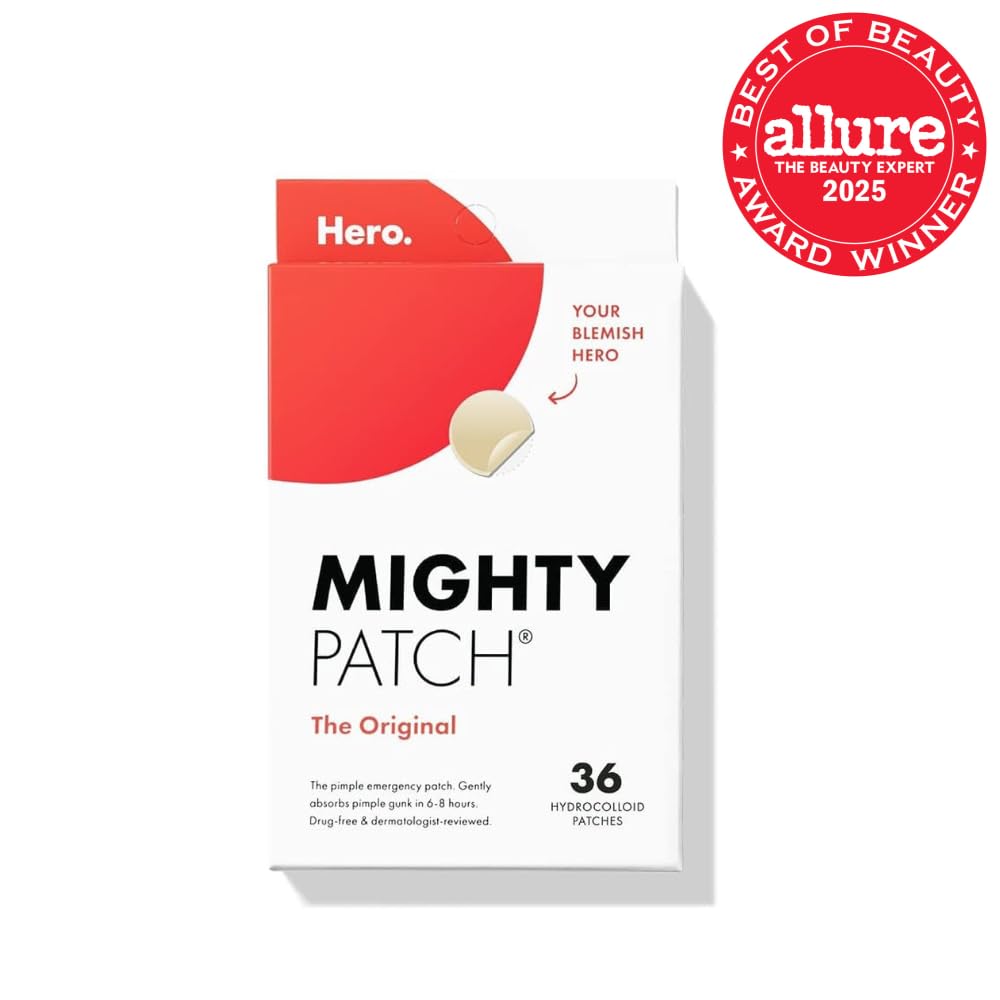 Mighty Patch Original from Hero Cosmetics - Hydrocolloid Acne Pimple Patch for Zits and Blemishes. Spot Treatment Stickers for Face and Skin. Vegan and Cruelty Free (36 Count) : Beauty & Personal Care