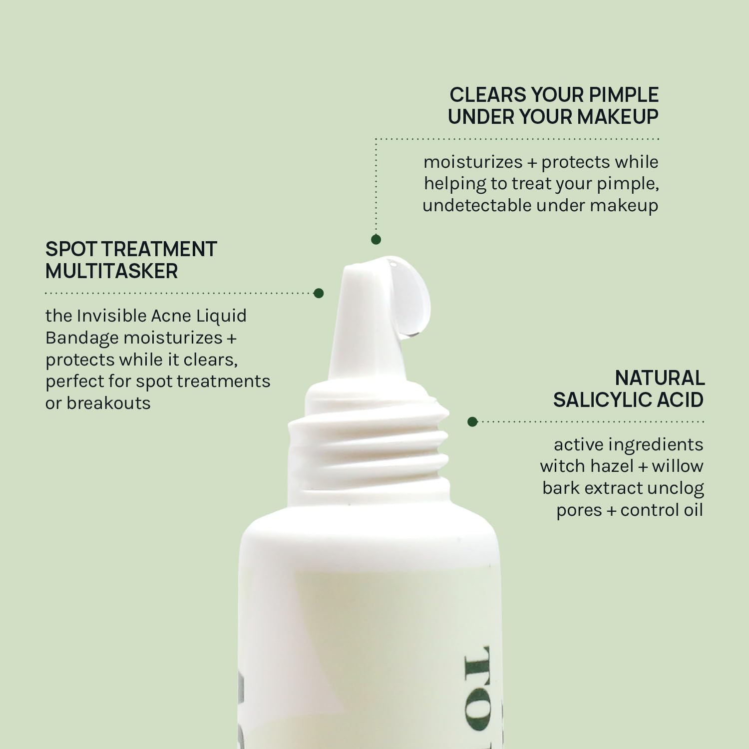Skin Invisible Acne Liquid Patch - Invisible Spot Treatment with Witch Hazel & Salicylic Acid. Liquid Pimple Patch. Clear Fits to Makeup | 0.42 Fl Oz. 12g : Beauty & Personal Care