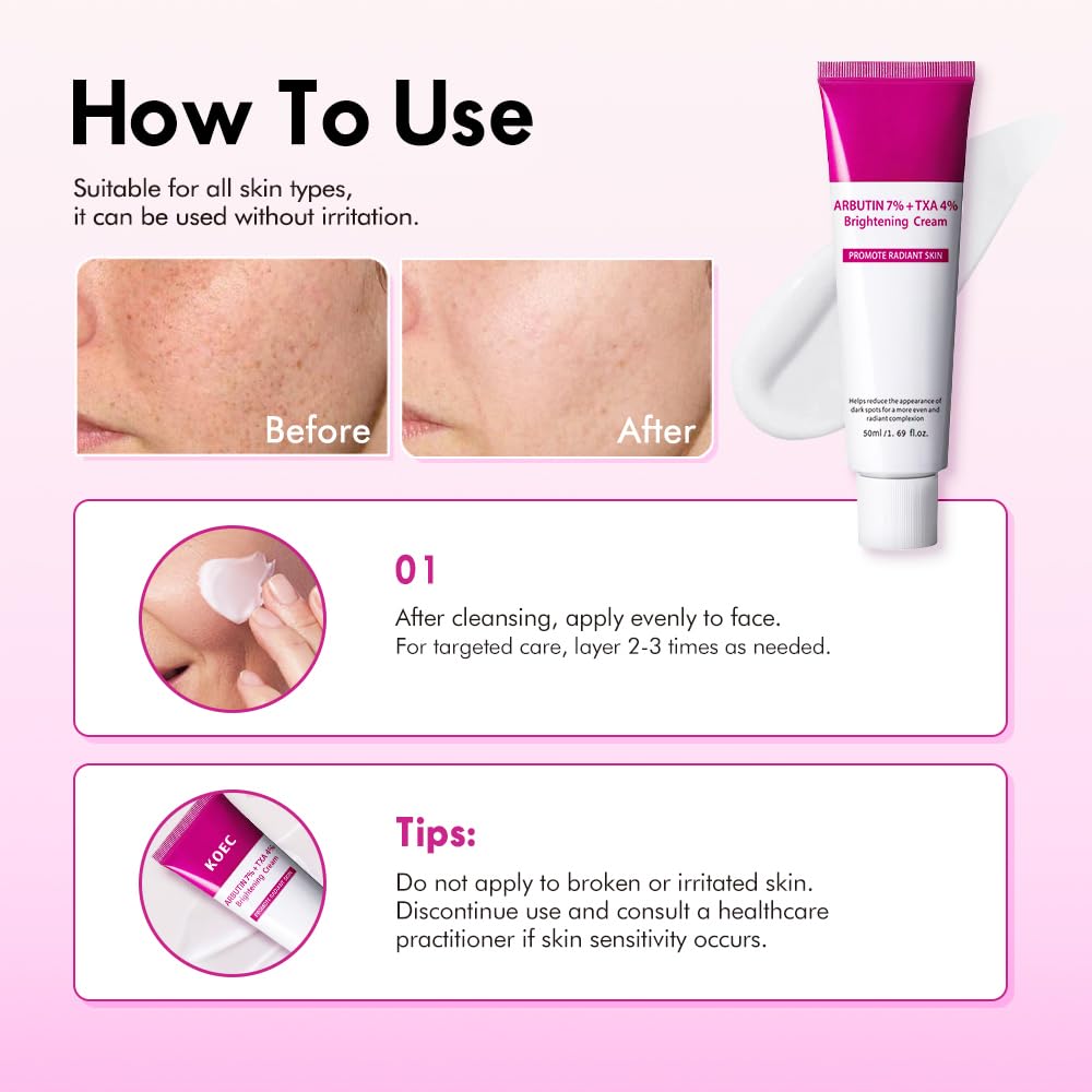 Dark Spot Correcting Face Cream with 7% Arbutin & 4% Tranexamic Acid. Hydrating Formula with Niacinamide & Hyaluronic Acid. Helps Improve Uneven Skin Tone. 1.69 Oz : Beauty & Personal Care