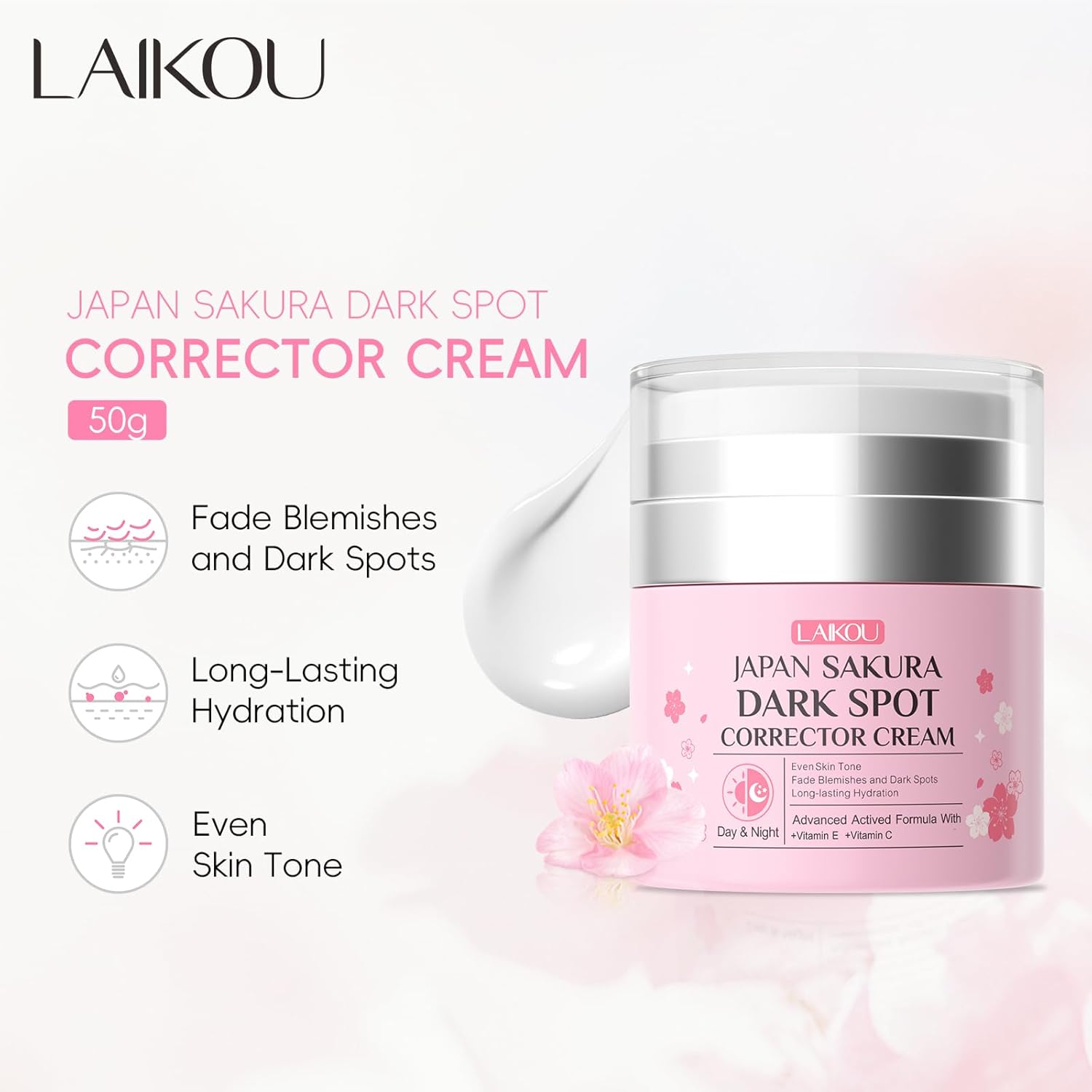 Sakura Dark Spot Remover for Face. Dark Spot Corrector. Day & Night Face Cream Helps Reduce Dark Spots. Fine Lines for Women All Skin Types 50g / 1.76oz