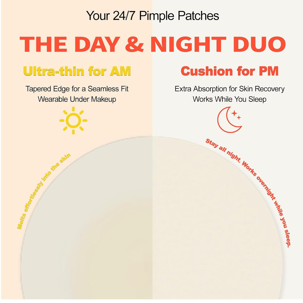 Pimple Patches for Face Day and Night 120 Count. Ultra-Thin & Thick Hydrocolloid Acne Patches with Salicylic Acid. Tea Tree Oil. Centella Asiatica. Invisible Zit Patch for Blemishes