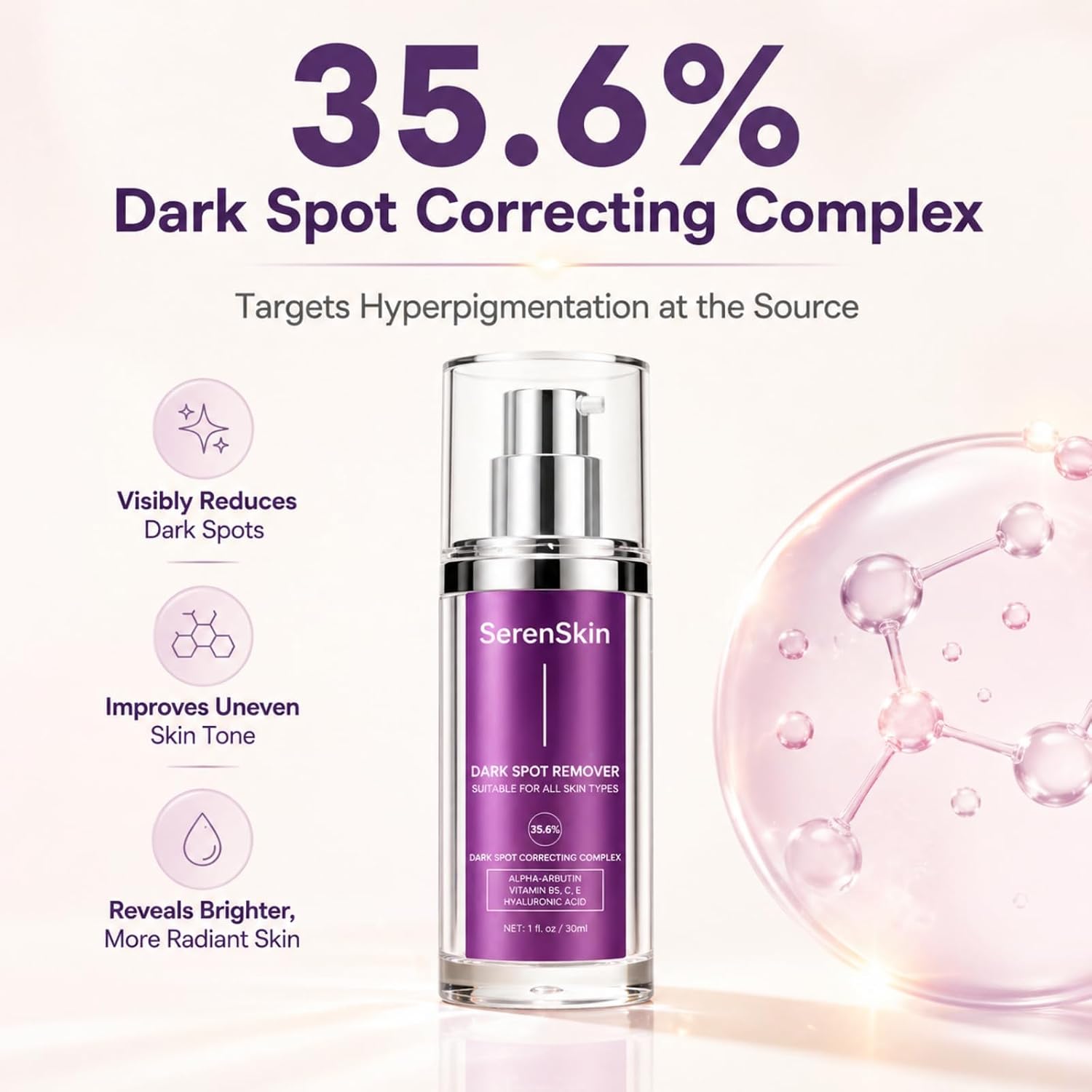 Dark Spot Remover for Face & Body. 35.6% Dark Spot Correcting Complex. Brightening Serum for Hyperpigmentation. Melasma. Age Spots. Acne Marks. Freckles & Uneven Tone. Made in USA. 1 fl. oz : Beauty & Personal Care
