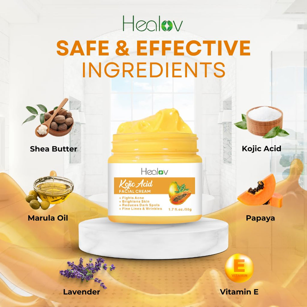 Kojic Acid Cream – Skin Brightening Cream for Age Spots. Hyperpigmentation. Intimate Areas – Dark Spot Remover. Reduces Acne. Scars. and Evens Tone – Kojic Acid Lotion for Brighter. Glowing Look : Beauty & Personal Care