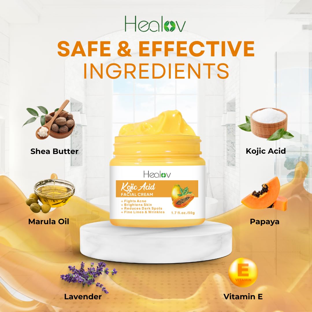 Kojic Acid Cream – Skin Brightening Cream for Age Spots. Hyperpigmentation. Intimate Areas – Dark Spot Remover. Reduces Acne. Scars. and Evens Tone – Kojic Acid Lotion for Brighter. Glowing Look : Beauty & Personal Care