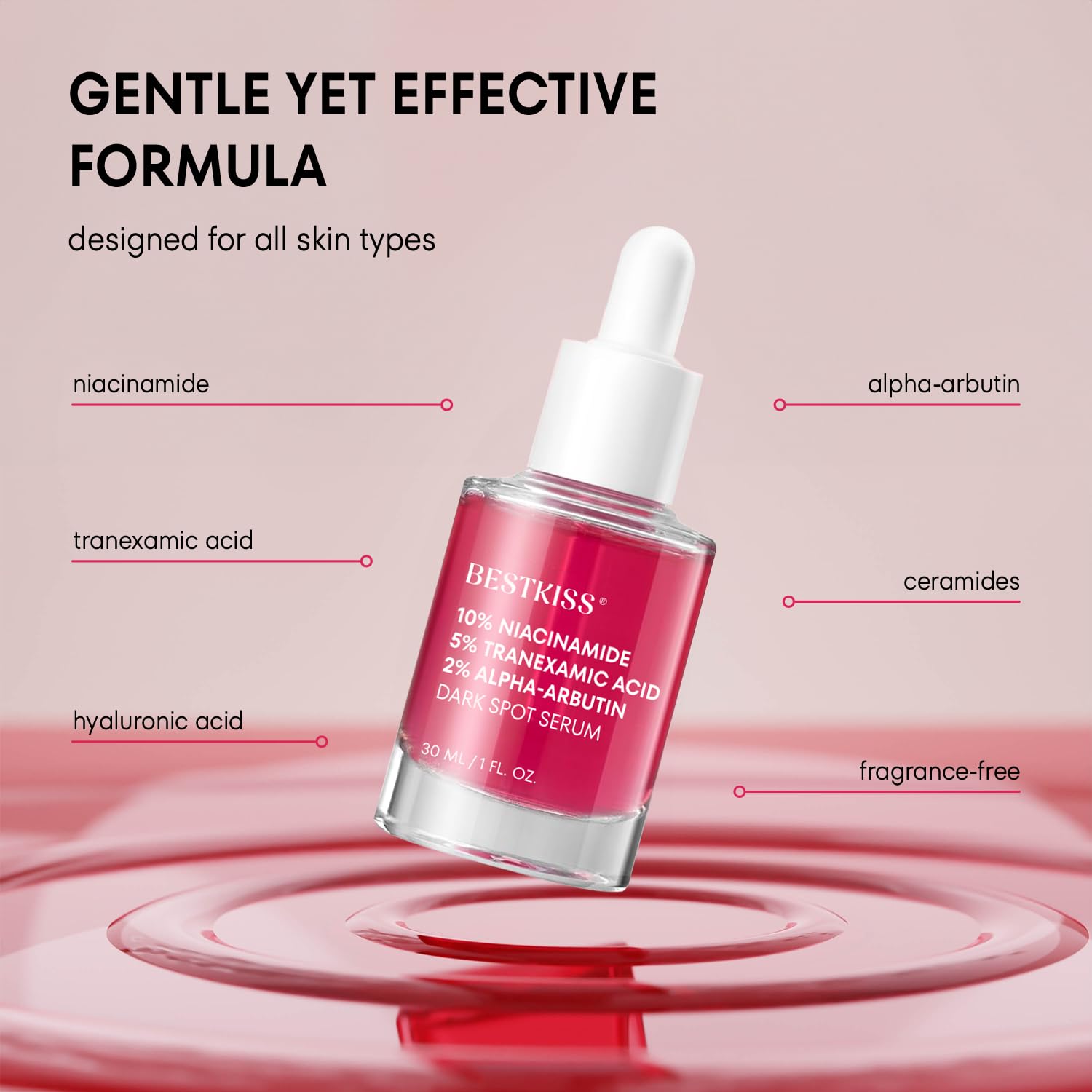 Bestkiss 10% Niacinamide 5% Tranexamic Acid 2% Alpha-Arbutin Dark Spot Serum with Ceramides. Hyaluronic Acid Centella & Asiatica - Vegan Paraben Fragrance Cruelty Free 1 FL OZ : Beauty & Personal Care