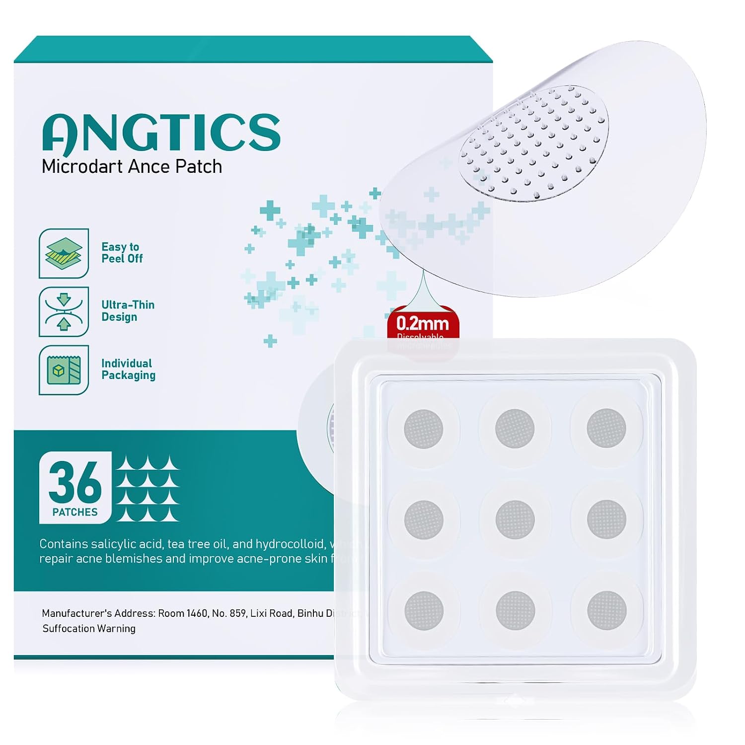 ANGTICS Pimple Patches Microdart. Acne Patches with Microdart Technology. Salicylic Acid. Sodium Hyaluronate & Centella Extract. Zit Patches for Pimples. Blemishes