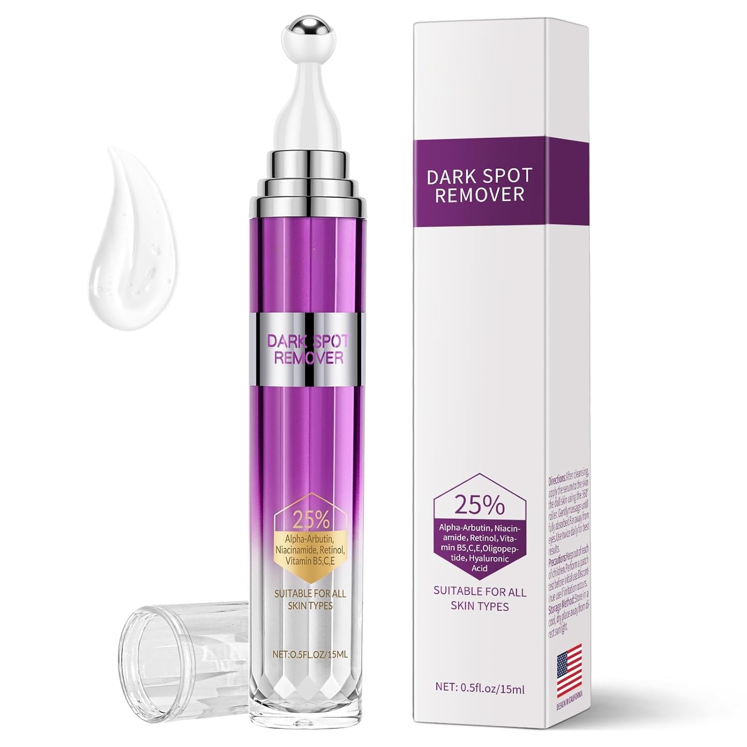 Dark Spot Remover for Face and Body. Age Spot Sun Spot Freckles Remedy Corrector Serum.Melasma Treatment for Face. Advanced Fade Cream for Uneven Skin Tone with 360° Roller Massage Ball. 0.5 FL oz : Beauty & Personal Care
