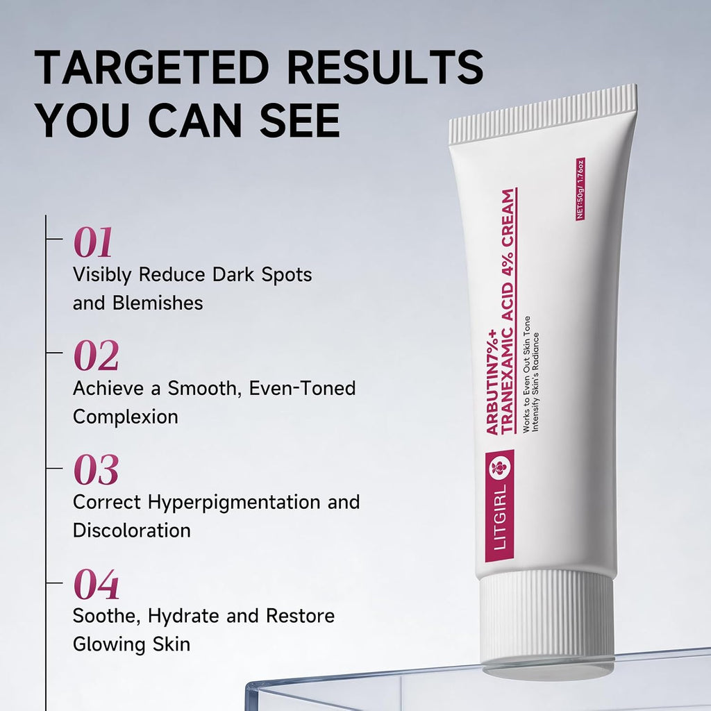 Arbutin Cream 7% + Tranexamic Acid 4%. Dark Spot Corrector for Face & Body. Arbutin 7.0+ Txa 4.0 Cream for Dull & Uneven Skin Tone. Hydrating Non-Irritating Moisturizer Face Cream for Women. 1.76 oz : Beauty & Personal Care