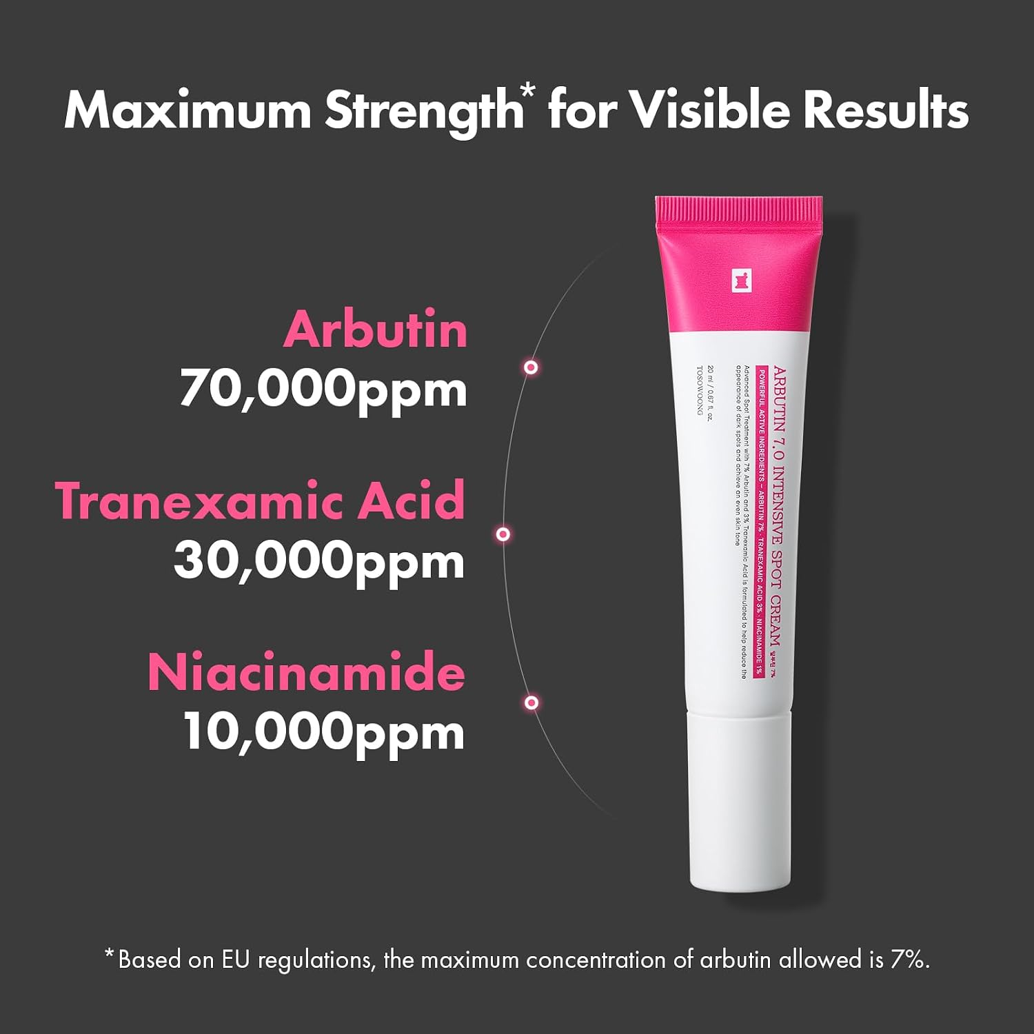 Arbutin 7% Intensive Spot Cream with 70.000ppm Arbutin. 3% Tranexamic Acid. 1% Niacinamide. Glutathione. Dark Spots. freckle. Blemishes. Anti-pigmentation. Korean Skin Care. 20ml. 0.67 fl.oz : Beauty & Personal Care