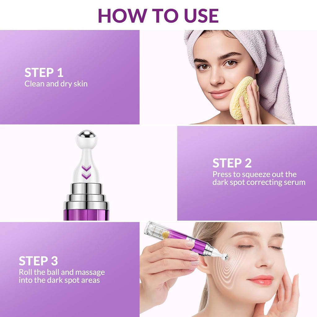 Dark Spot Remover for Face and Body. Age Spot Sun Spot Freckles Remedy Corrector Serum.Melasma Treatment for Face. Advanced Fade Cream for Uneven Skin Tone with 360° Roller Massage Ball. 0.5 FL oz : Beauty & Personal Care