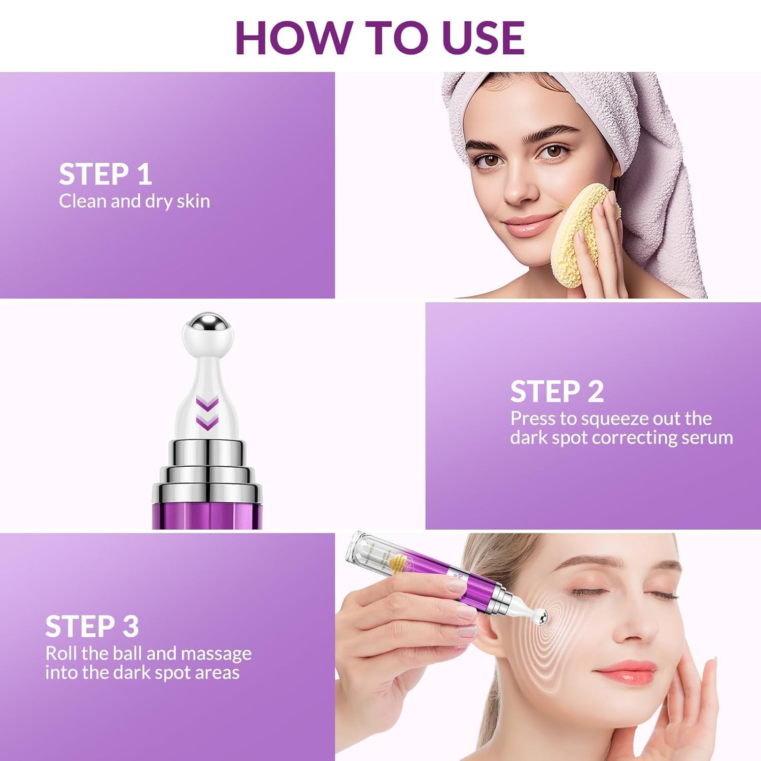 Dark Spot Remover for Face and Body. Age Spot Sun Spot Freckles Remedy Corrector Serum.Melasma Treatment for Face. Advanced Fade Cream for Uneven Skin Tone with 360° Roller Massage Ball. 0.5 FL oz : Beauty & Personal Care