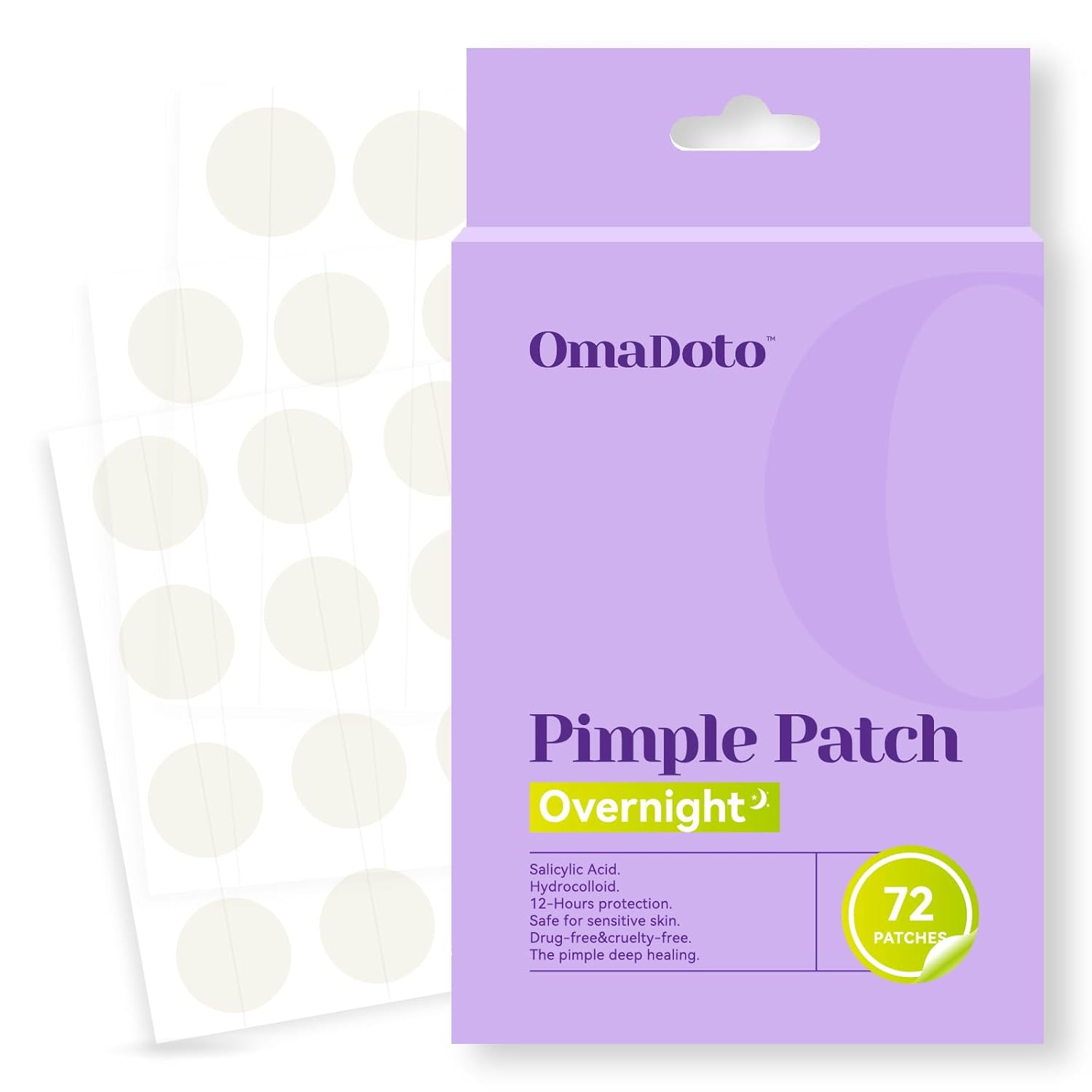 Salicylic Acid Acne Patches - Overnight Spot Treatment with BHA. Absorbs & Helps Unclog. 2 Sizes (10mm & 12mm). 72 Count. Easy-Peel Sheets