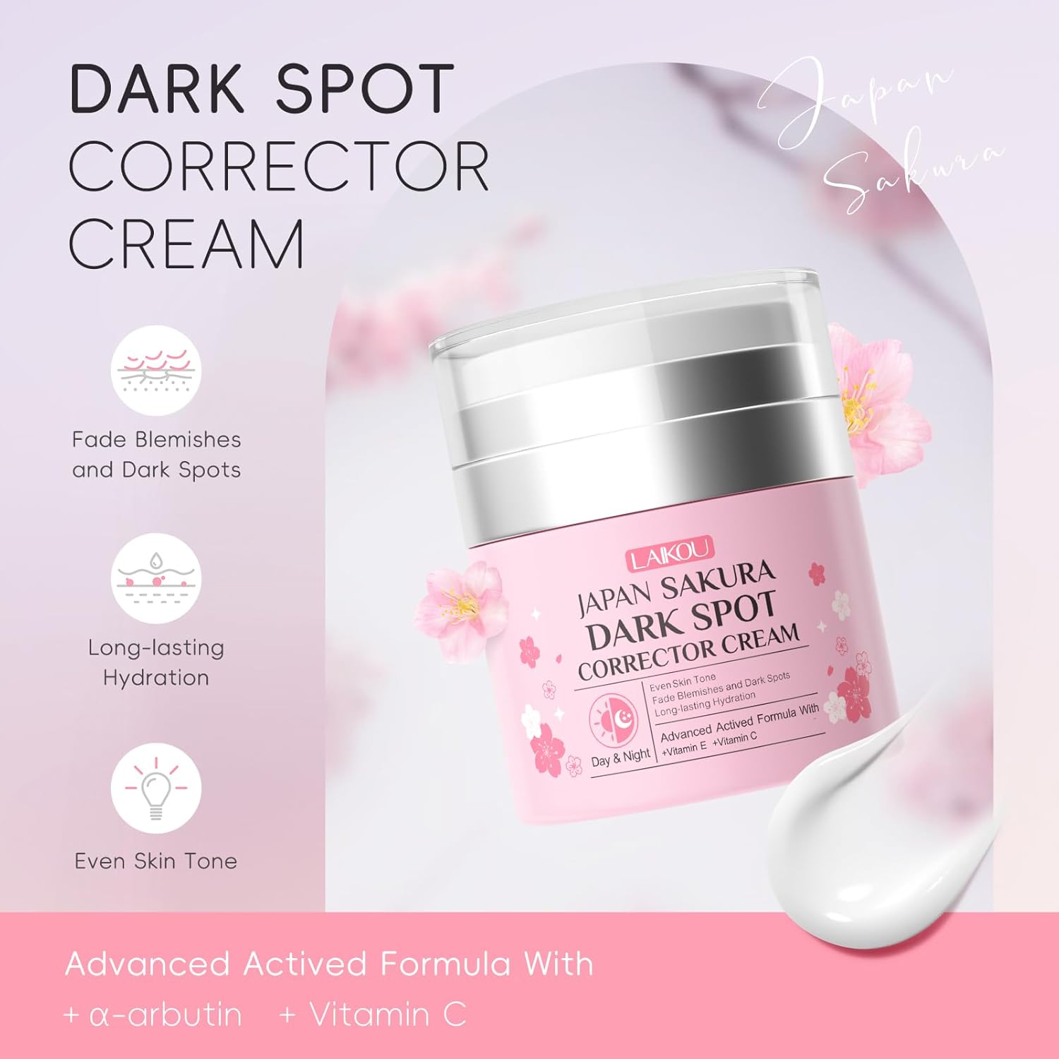Sakura Dark Spot Remover for Face. Dark Spot Corrector. Day & Night Face Cream Helps Reduce Dark Spots. Fine Lines for Women All Skin Types 50g / 1.76oz