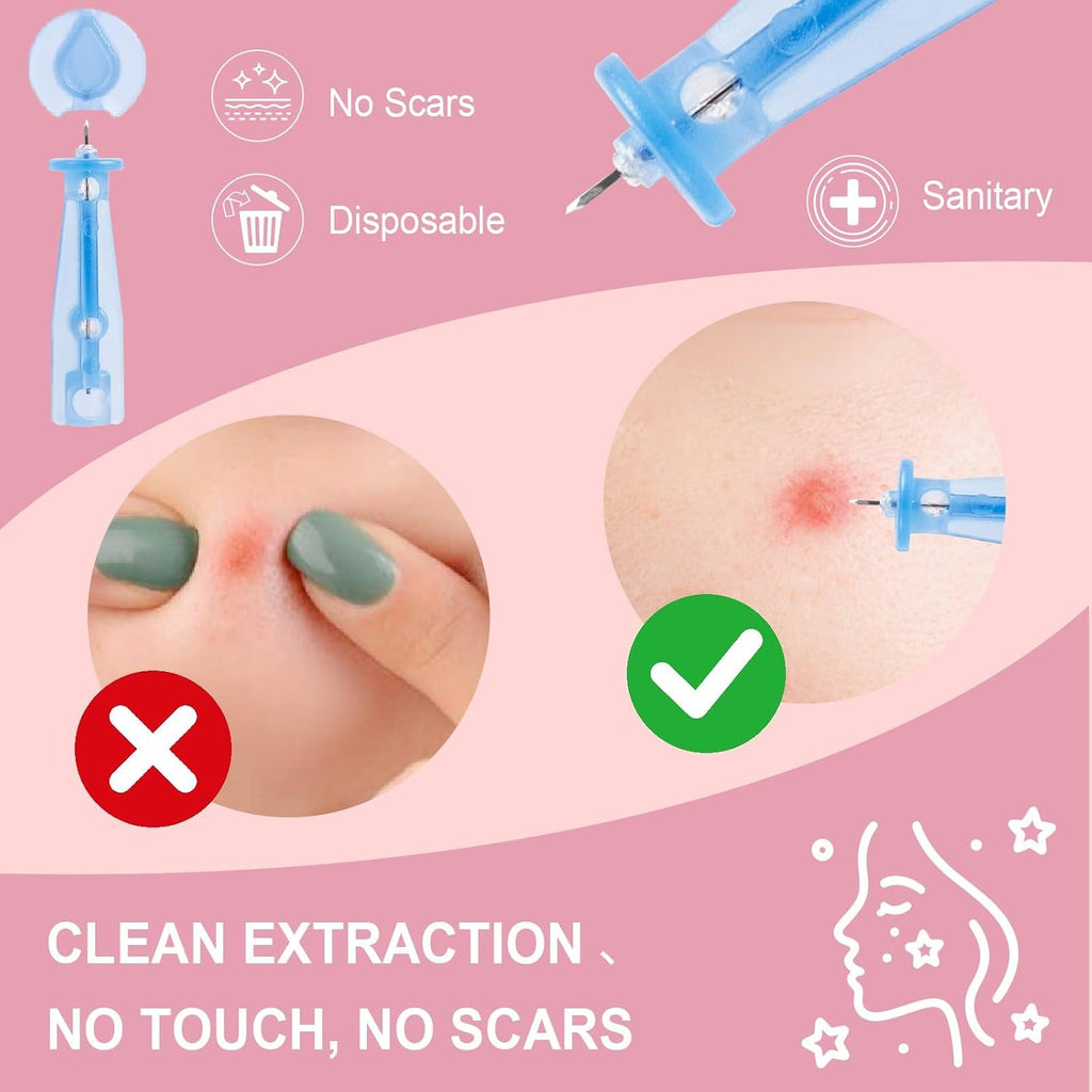 Pimple Patches Set with Microdart Style & Hydrocolloid Patches – 3-Step Blemish Care Kit for Clearer-Looking Skin. Zit Patches for Face. Includes Hygiene Tools