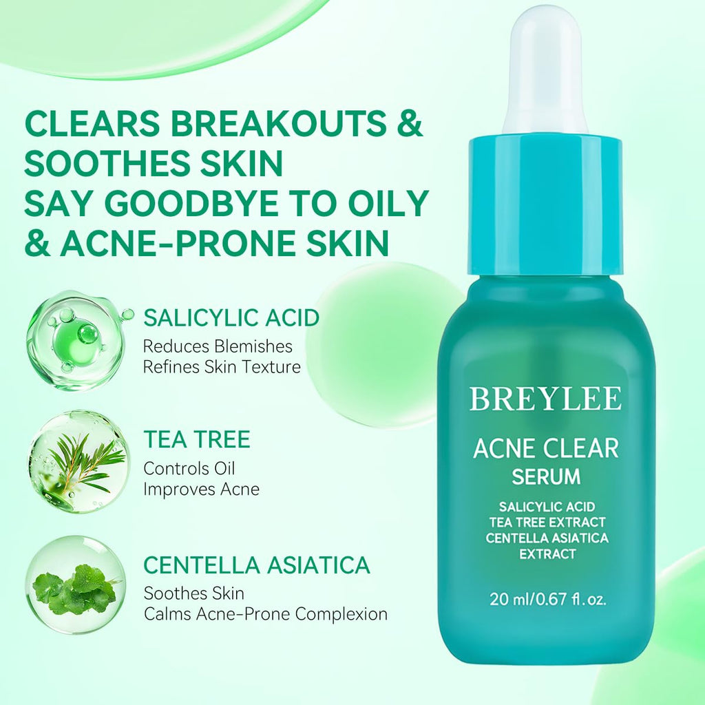 Tea Tree Acne Treatment Serum. Salicylic Acid & Centella Asiatica Serum for Severe Acne. Breakouts. Pimple Remover.Skin Repair (20ml.0.67oz)