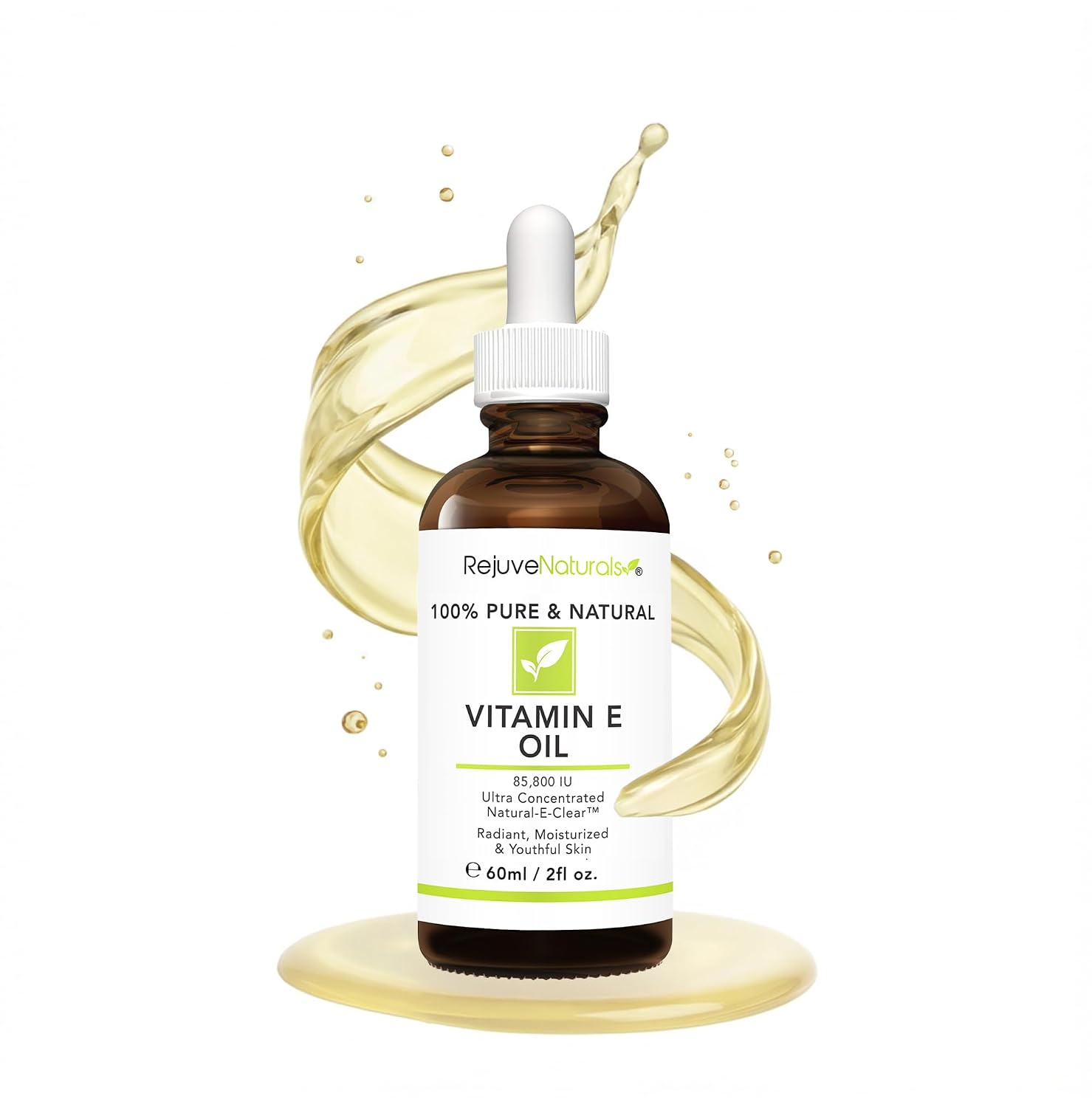 Vitamin E Oil - 100% Pure & Natural. 42.900 IU. Repair Dry. Damaged Skin from Surgery & Acne. Age Spots & Wrinkles. Boost Collagen for Moisturized. Youthful-looking Skin. d-alpha tocopherol