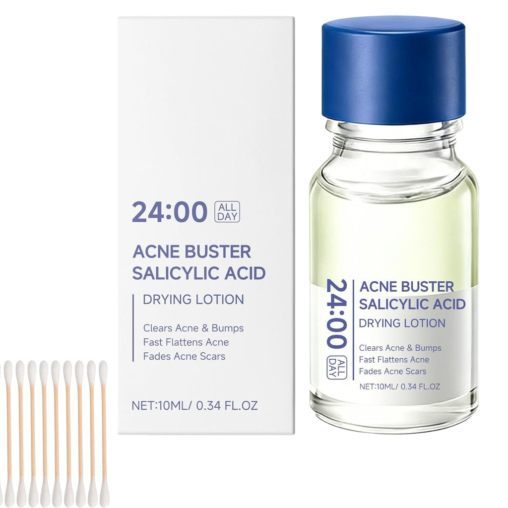 Acne Buster Salicylic Acid Drying Lotion. Pimple Spot Treatment for Acne and Blackheads. Fast Drying Facial Blemish Care with Cotton Swabs. Lightweight Oil Control Skin Care Solution 10ml (1pcs)
