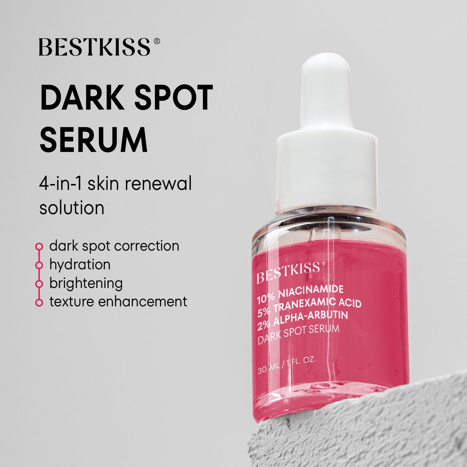 Bestkiss 10% Niacinamide 5% Tranexamic Acid 2% Alpha-Arbutin Dark Spot Serum with Ceramides. Hyaluronic Acid Centella & Asiatica - Vegan Paraben Fragrance Cruelty Free 1 FL OZ : Beauty & Personal Care