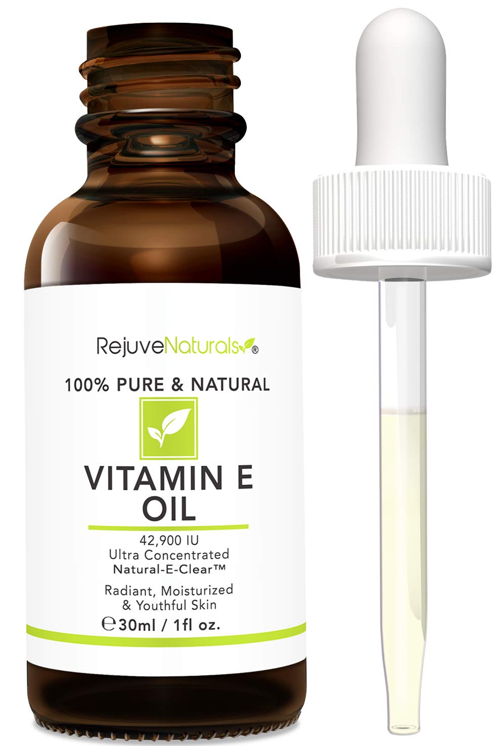 Vitamin E Oil - 100% Pure & Natural. 42.900 IU. Repair Dry. Damaged Skin from Surgery & Acne. Age Spots & Wrinkles. Boost Collagen for Moisturized. Youthful-looking Skin. d-alpha tocopherol