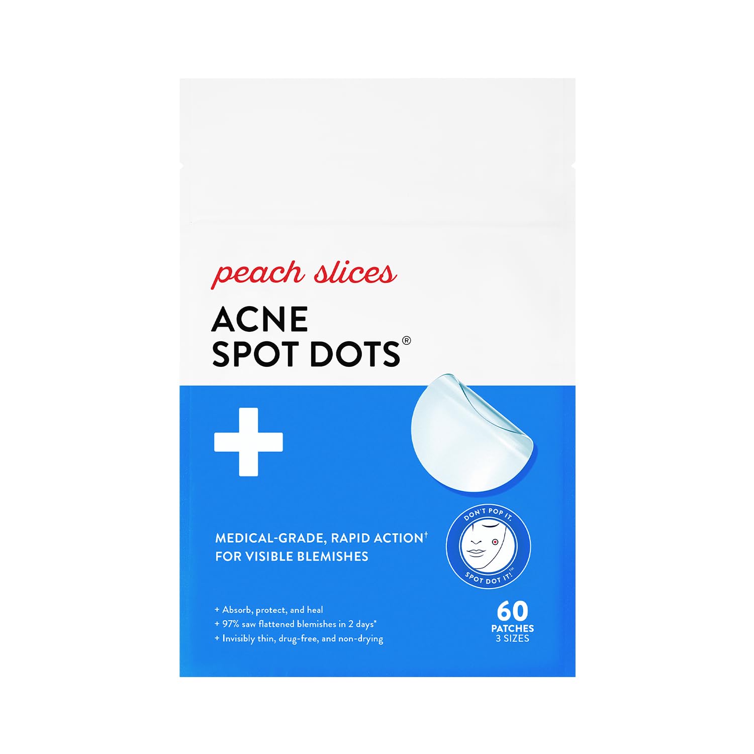 Peach Slices - Acne Spot Dots (30 ct) - Hydrocolloid Pimple Patches for Face - Absorb Gunk. Protect Picking & Support Healing - 3 Sizes (7. 10. & 12mm) - Vegan. Cruelty Free. Korean Skin Care & Beauty