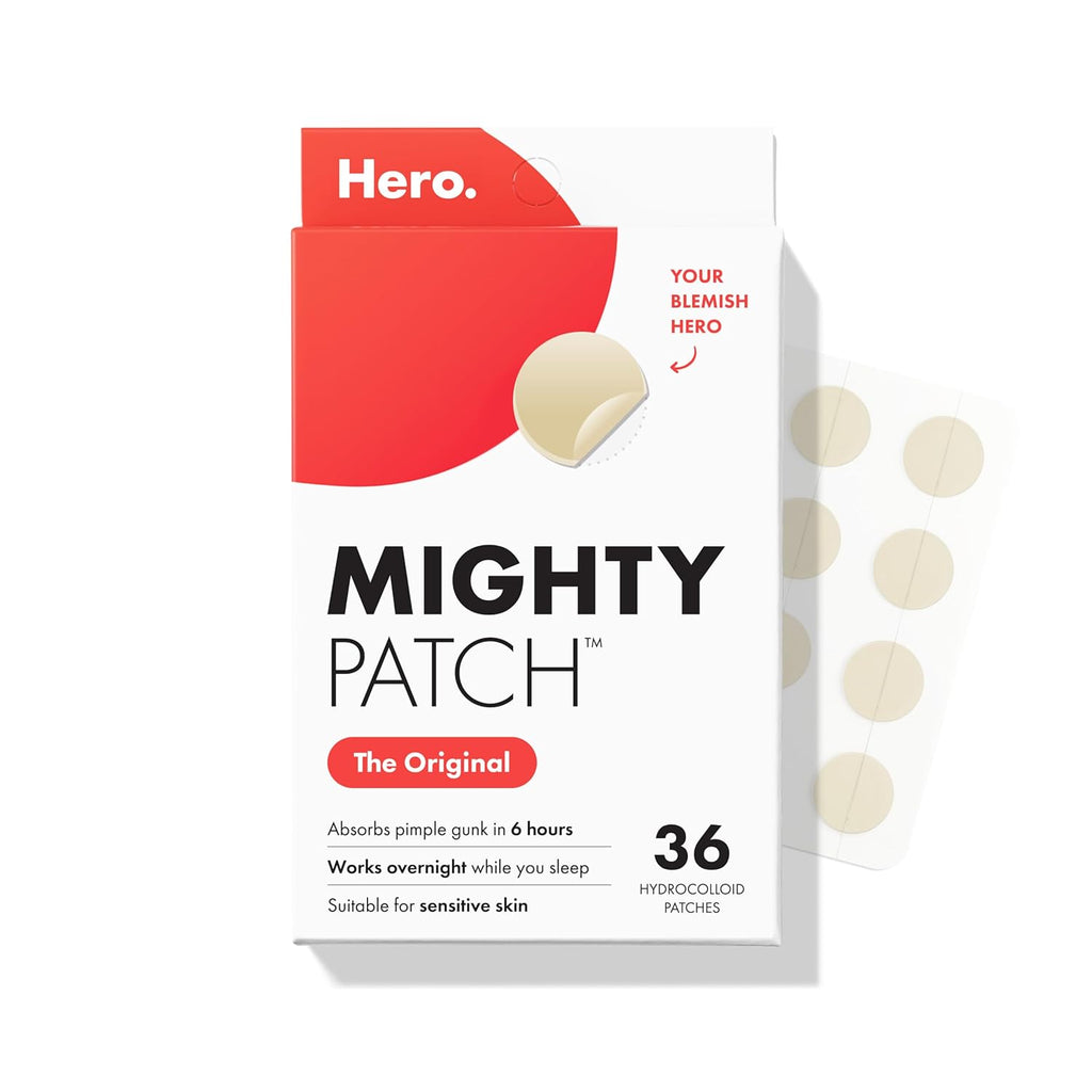 Mighty Patch Original from Hero Cosmetics - Hydrocolloid Acne Pimple Patch for Zits and Blemishes. Spot Treatment Stickers for Face and Skin. Vegan and Cruelty Free (36 Count) : Beauty & Personal Care