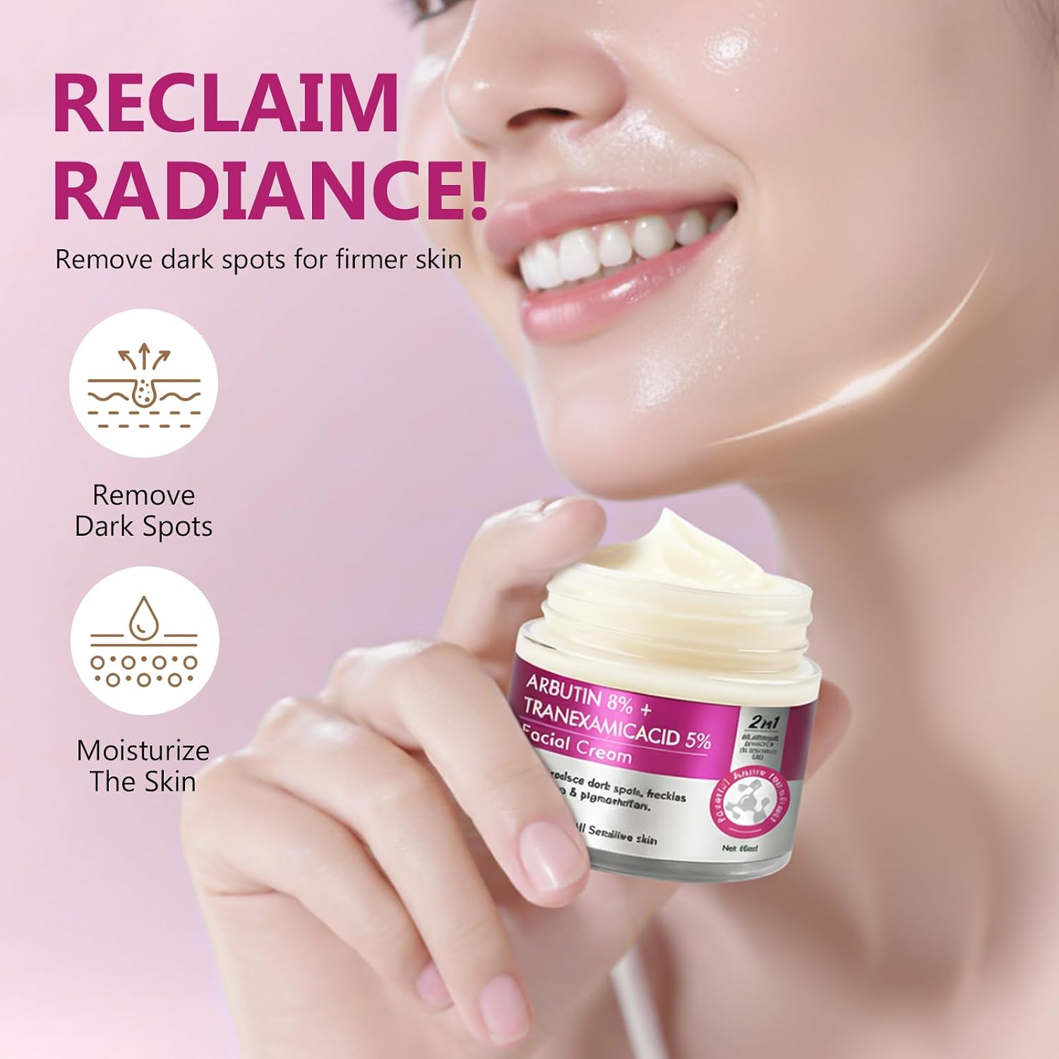 AiRunTech Arbutin 8% & Tranexamic Acid 5% Cream. Help Fade Dark Spots. Freckles. Blemishes. and Pigmentation. Firm and Moisturize the skin 60ML