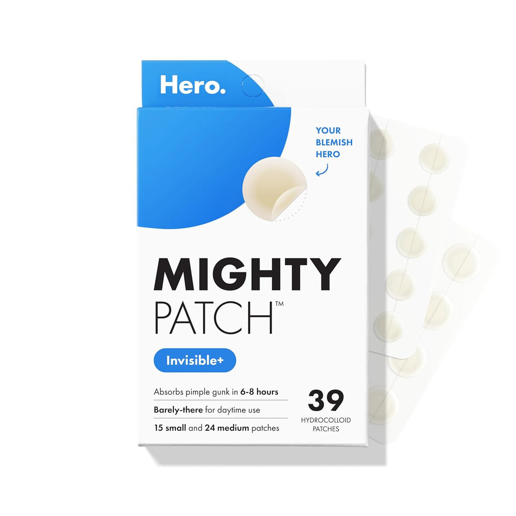 Mighty Patch™ Invisible+ Patch – The Barely-There Daytime Hydrocolloid Acne Pimple Patch for Covering Zits and Blemishes. Tapered Edges Designed to Blend Into Skin (72ct)