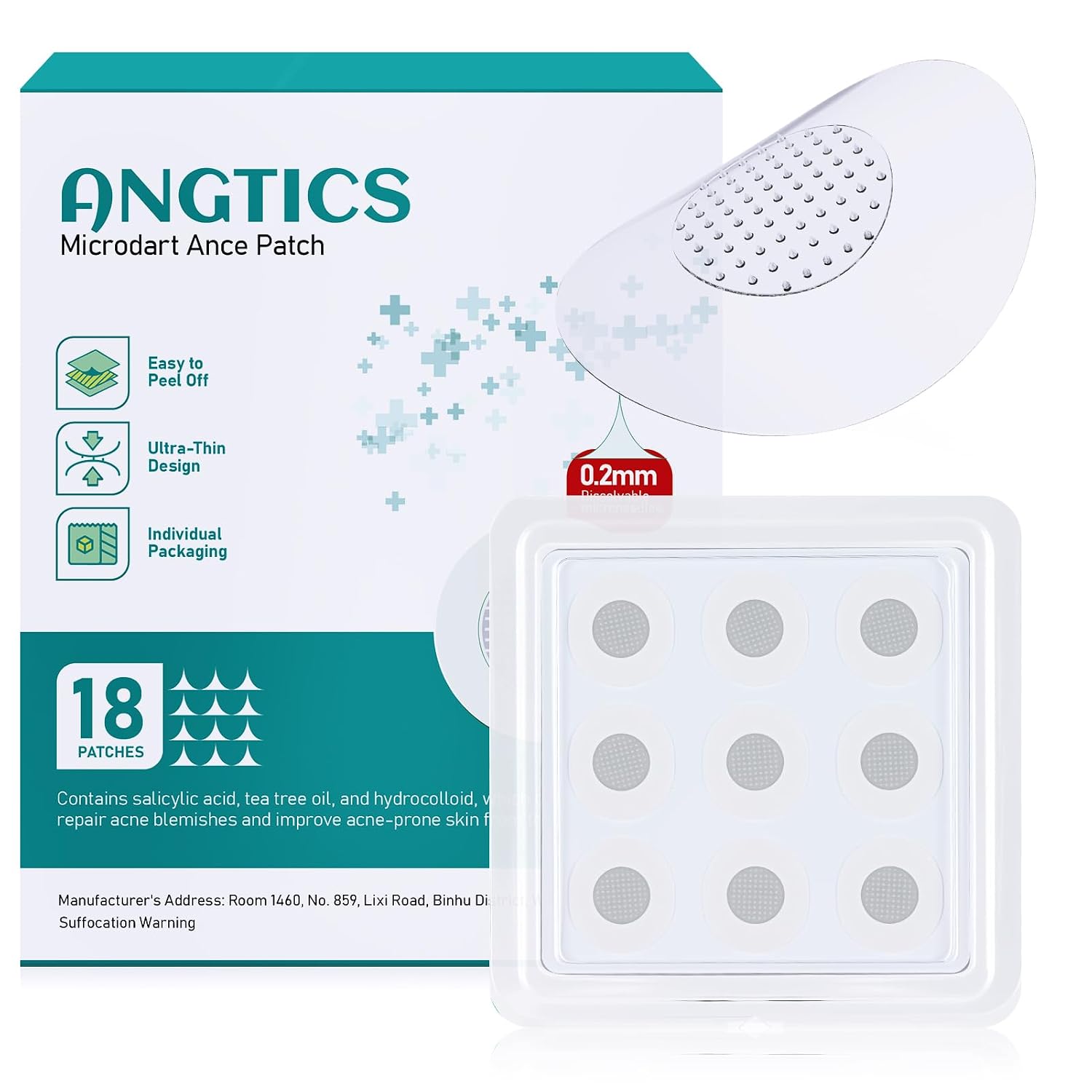 ANGTICS Pimple Patches Microdart. Acne Patches with Microdart Technology. Salicylic Acid. Sodium Hyaluronate & Centella Extract. Zit Patches for Pimples. Blemishes