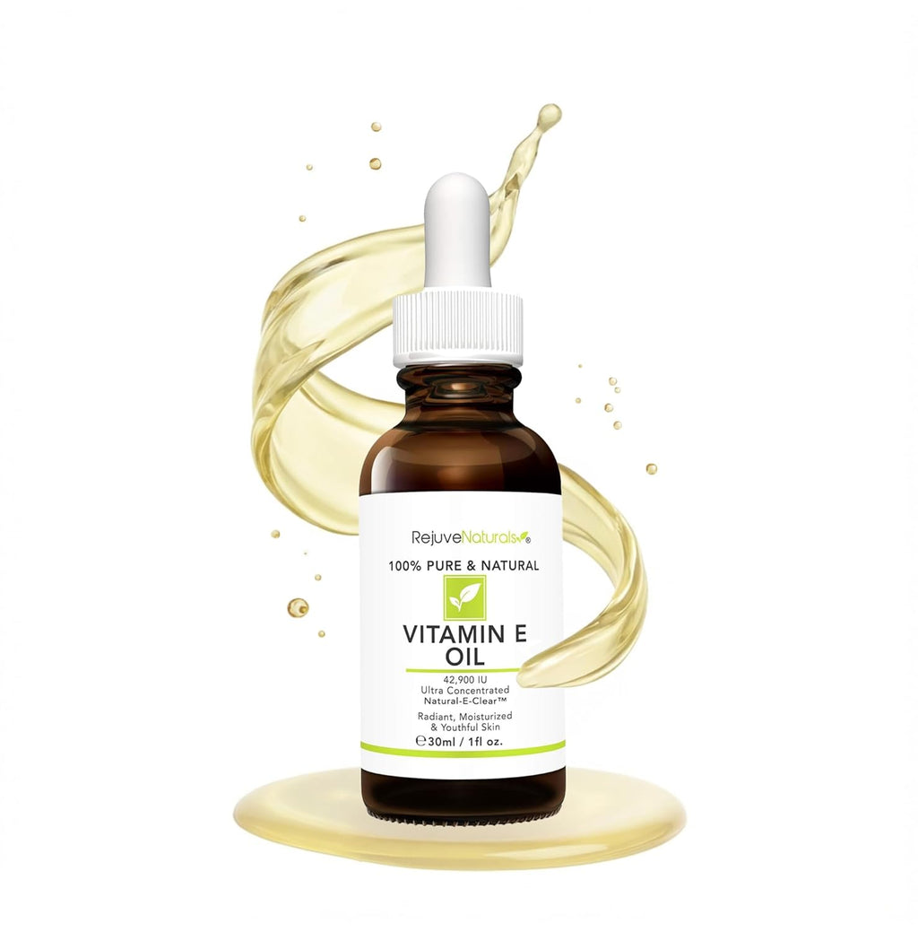 Vitamin E Oil - 100% Pure & Natural. 42.900 IU. Repair Dry. Damaged Skin from Surgery & Acne. Age Spots & Wrinkles. Boost Collagen for Moisturized. Youthful-looking Skin. d-alpha tocopherol
