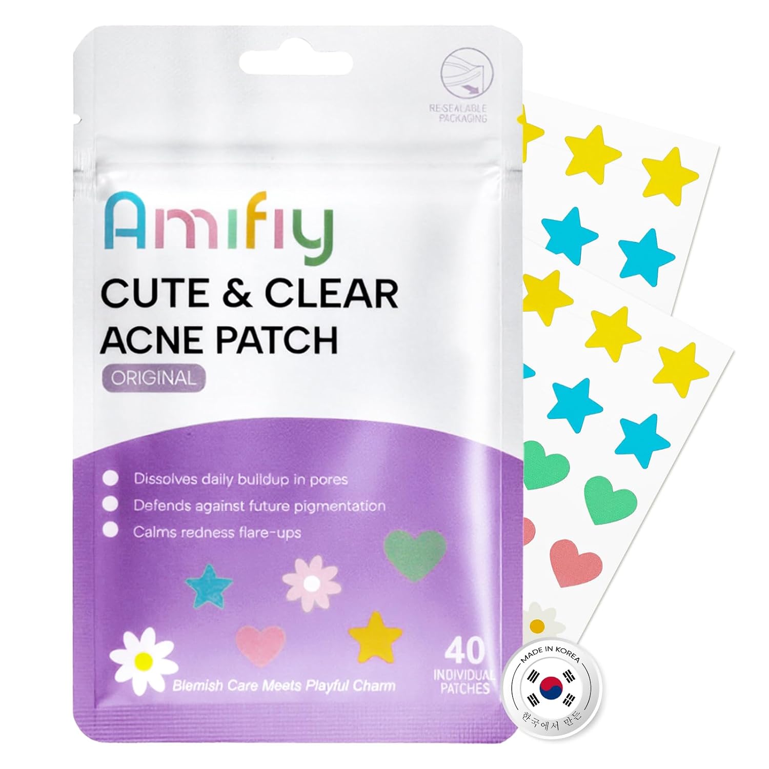 Amifiy Pimple Patches with Hydrocolloid & Tea Tree – Korean Skincare Invisible Acne Stickers for Face. Oil-Absorbing Zit Dots. Vegan & Cruelty-Free Blemish Treatment. 50 Count (10mm/12mm/14mm)