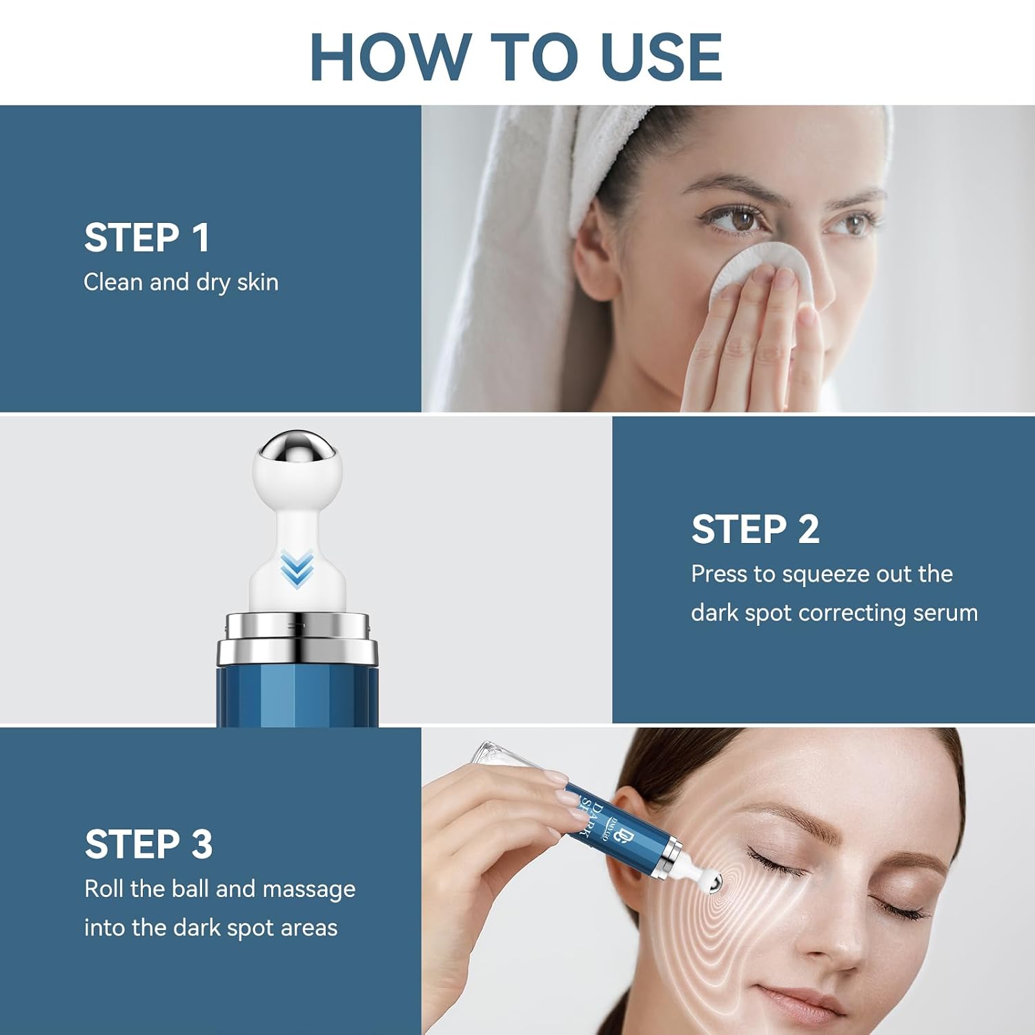 Dark Spot Remover for Face and Body. Dark Spot Corrector Serum. Melasma. Age Spot & Freckles Remover. Skin Care Serum for Uneven Skin Tone with 360° Roller Massage Ball