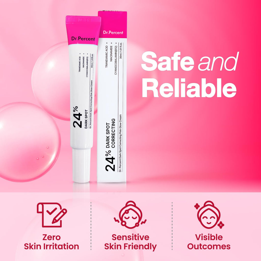 Dark Spot 24% Correcting Pink Glow Cream | Tranexamic Acid 6%. Niacinamide 5%. Dark Spots. Freckle. Blemishes. Pigmentation. Non-Irritating. Korean Skincare. 30ml. 1.01 fl.oz. : Beauty & Personal Care