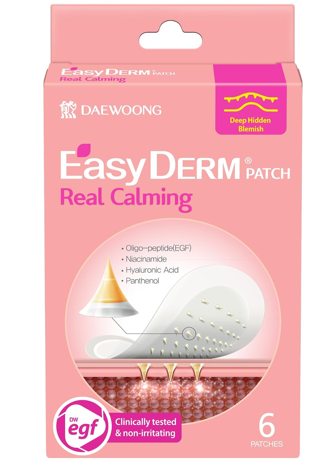 DWEasyDerm EasyDerm Real Calming Pimple Patches. Clear | Niacinamide. Hyaluronic Acid. EGF Acne Dark Spot Care. K-beauty | 6 counts. Micro Point length : 285μm. Summer & Travel Essentials