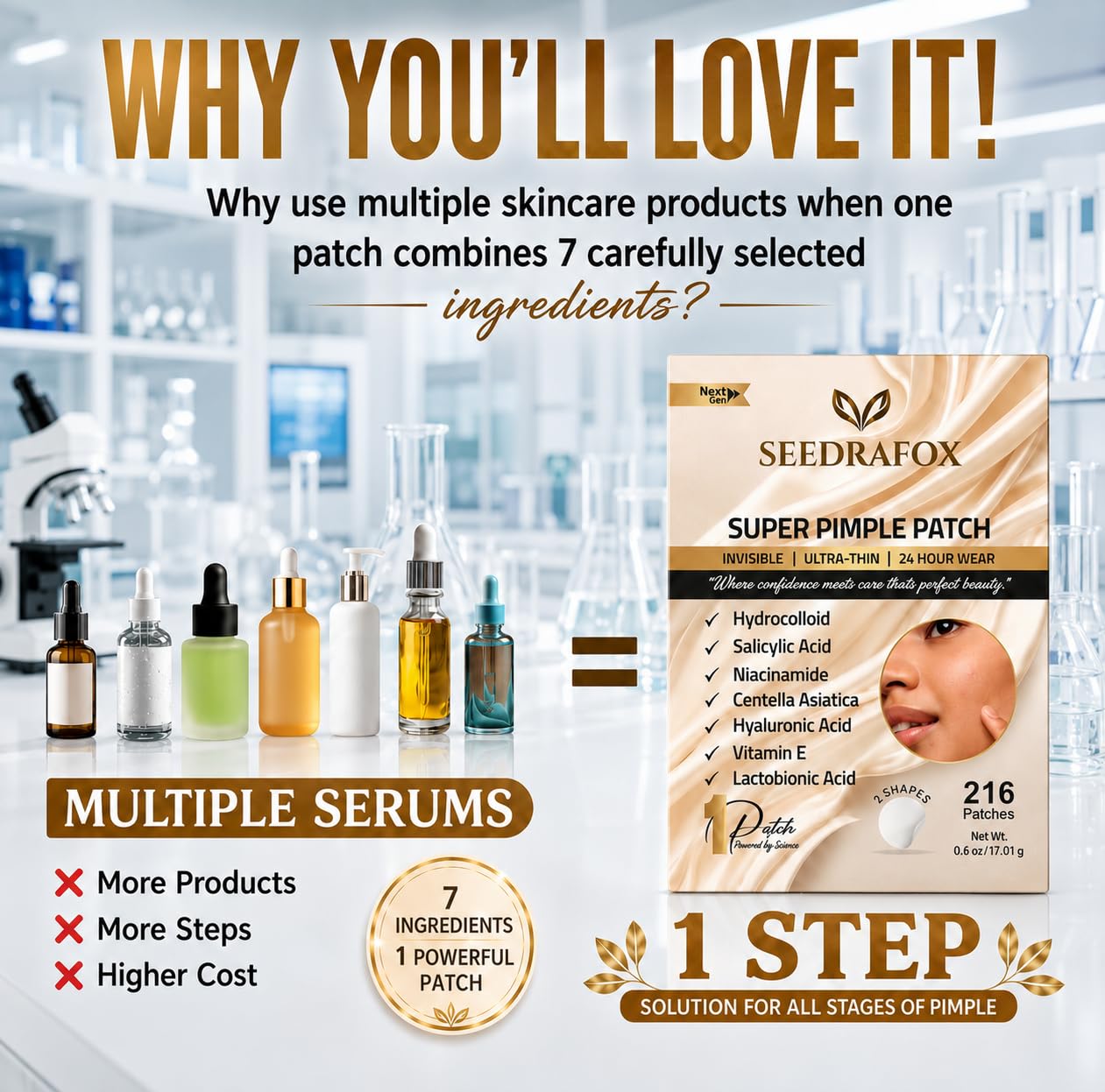 Super Pimple Patch for Acne & Pimples | Hydrocolloid Acne Patch with Salicylic Acid & Niacinamide | Invisible Pimple Spot Patch | Ultra Thin Invisible Patches for Face | 216 Patches