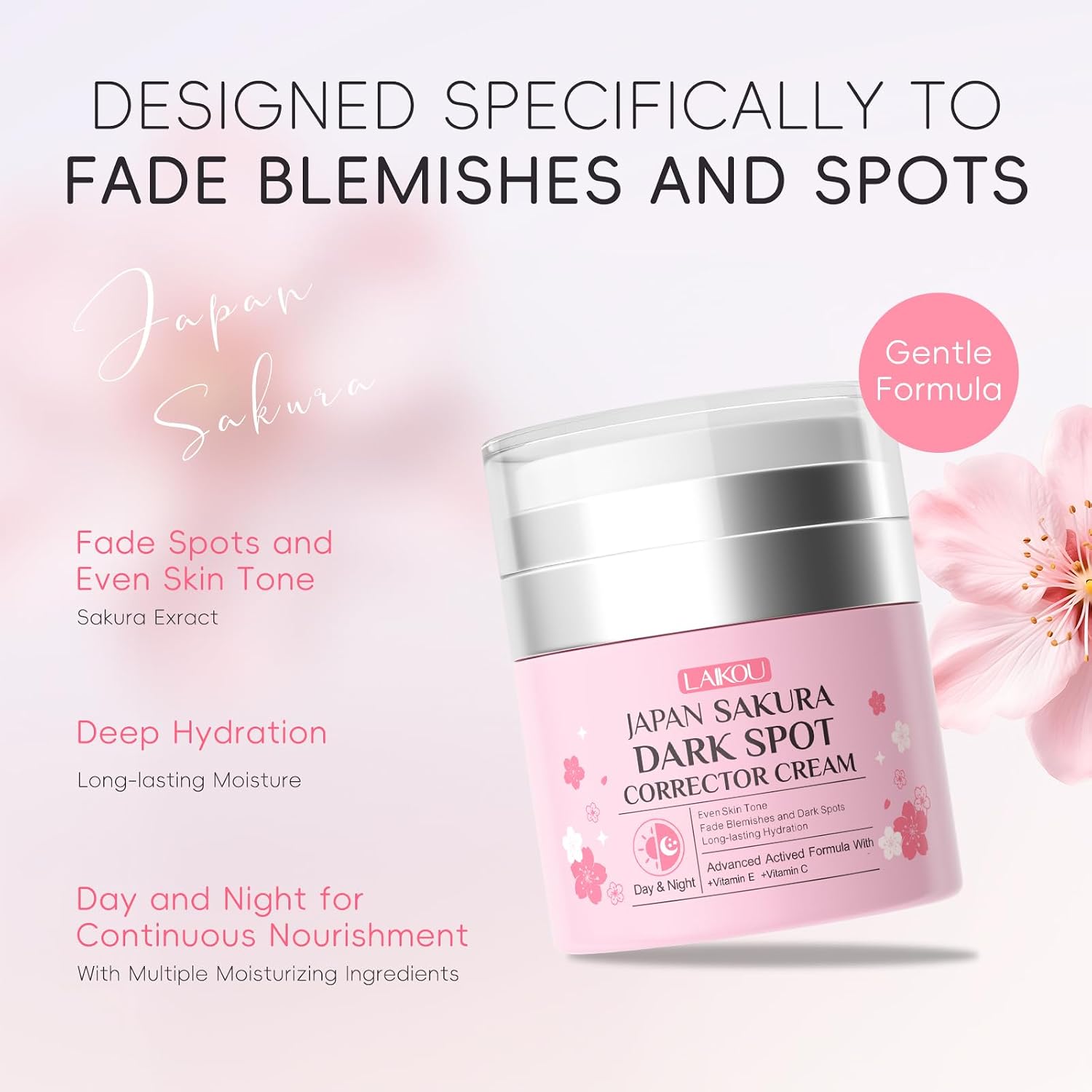 Sakura Dark Spot Remover for Face. Dark Spot Corrector. Day & Night Face Cream Helps Reduce Dark Spots. Fine Lines for Women All Skin Types 50g / 1.76oz