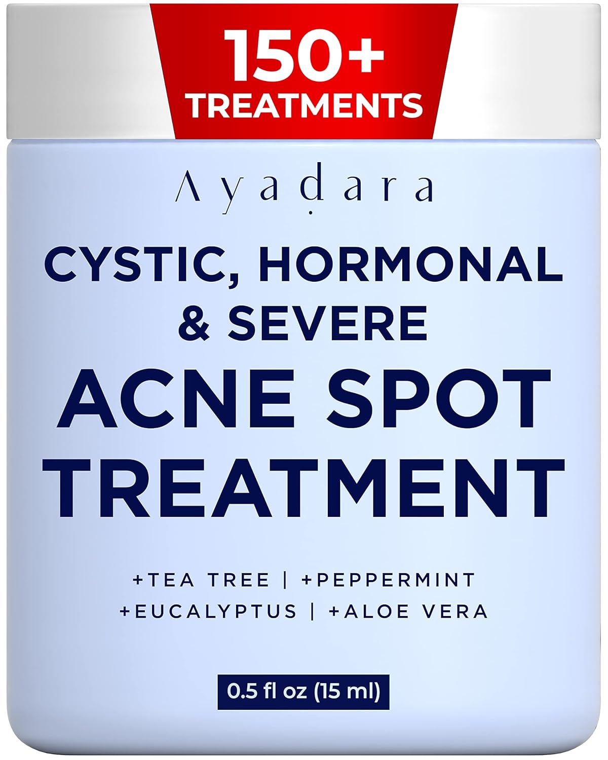 Ayadara Warrior One (0.5oz) Acne Spot Cream with 2% Salicylic Acid. Cystic and Hormonal Acne Cream. Acido Salicilico Acne Spot Care for Face. acne Cream for Adults and Teens. 150+ Uses