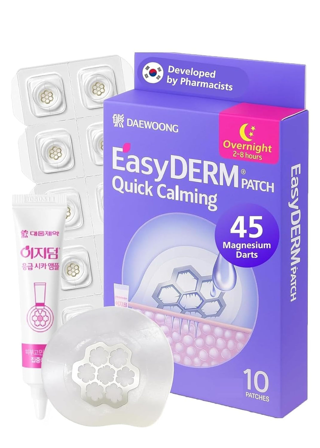 Quick Calming Magnesium Pimple Patches – Acne Spot Treatment with Tweezers & Ampoule. 10 Patches. Zit Sticker. Daewoong Pharmaceutical. Summer Season Travel Essentials