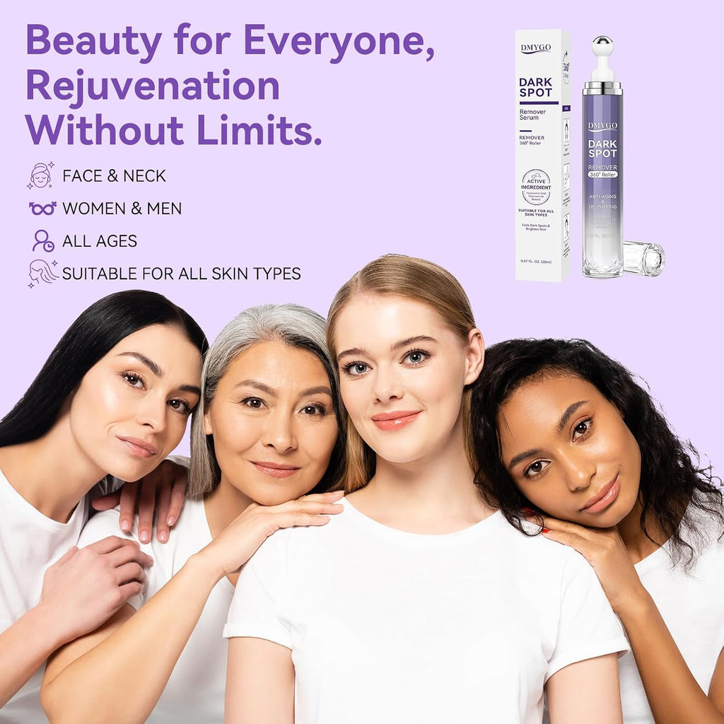Dark Spot Remover for Face Body and Hands. Dark Spot Corrector for Melasma Age Spot Sun Spot. Brown Spot Remover for Women and Men with 360° Roller