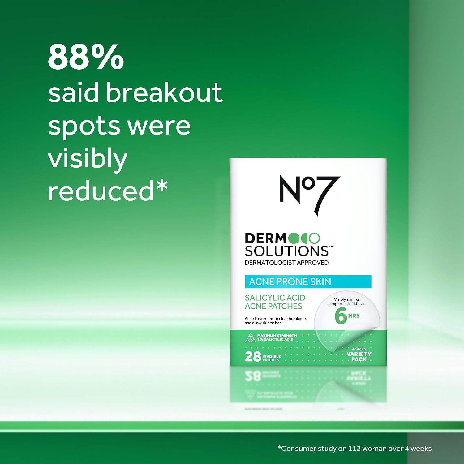 No7 Derm Solutions 2% Salicylic Acid Pimple Patches for Face - Invisible Spot Treatment for Blemish Prone Skin - Acne Patches in Four Sizes - Fragrance Free Facial Skin Care Products (28 ct) : Beauty & Personal Care