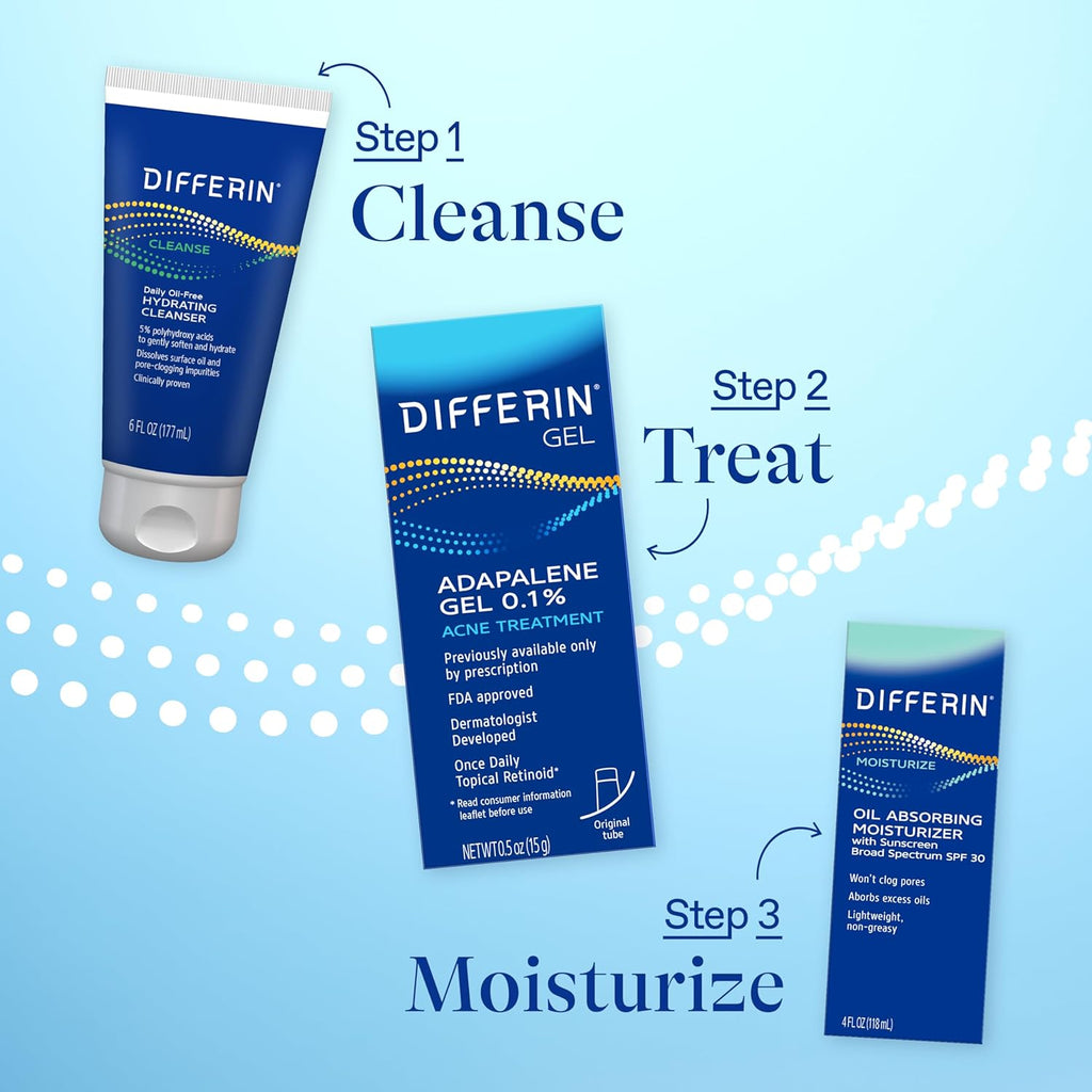 Acne Treatment Gel. 60 Day Supply. Retinoid Treatment for Face with 0.1% Adapalene. Gentle Skin Care for Acne Prone Sensitive Skin.