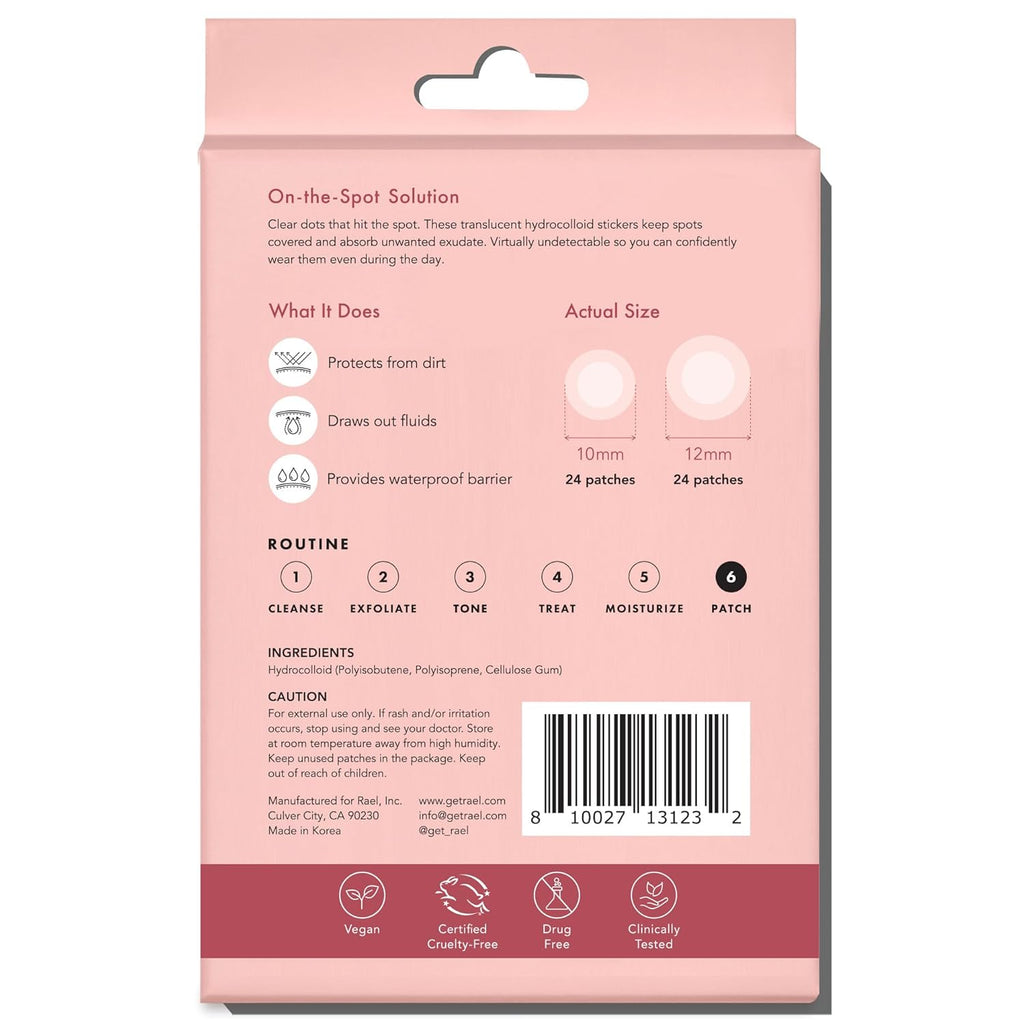Rael Pimple Patches. Miracle Invisible Spot Cover - Hydrocolloid Acne Pimple Patch. Absorbs Zits & Blemish. Korean Skin Care. 2 Sizes (96 Count) : Beauty & Personal Care