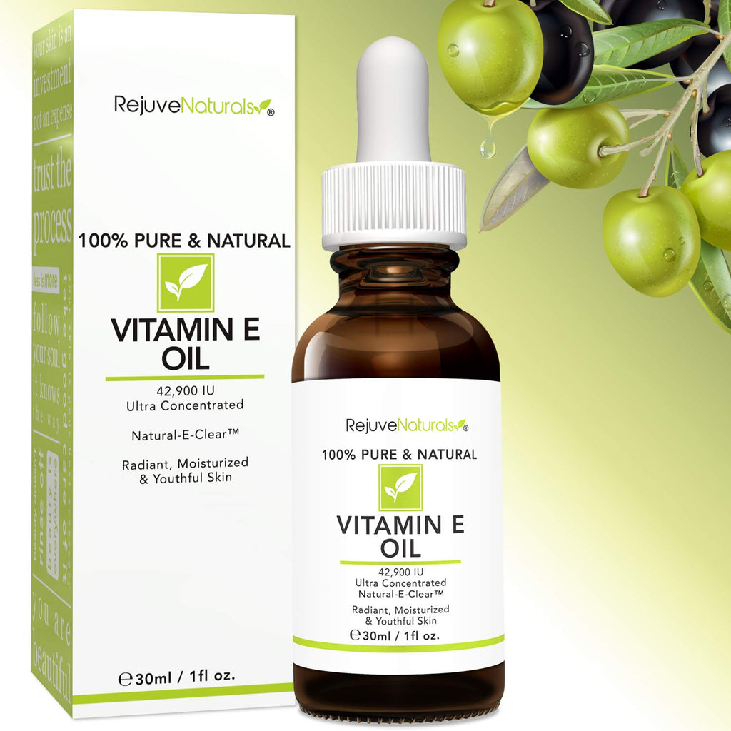 Vitamin E Oil - 100% Pure & Natural. 42.900 IU. Repair Dry. Damaged Skin from Surgery & Acne. Age Spots & Wrinkles. Boost Collagen for Moisturized. Youthful-looking Skin. d-alpha tocopherol