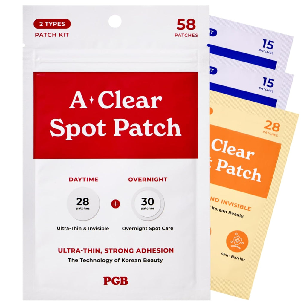 PGB A-CLEAR SPOT Pimple Patches. 3 Sizes – Day & Night Hydrocolloid Acne Patches – Invisible. Absorbs Zits & Blemishes. Korean Skin Care