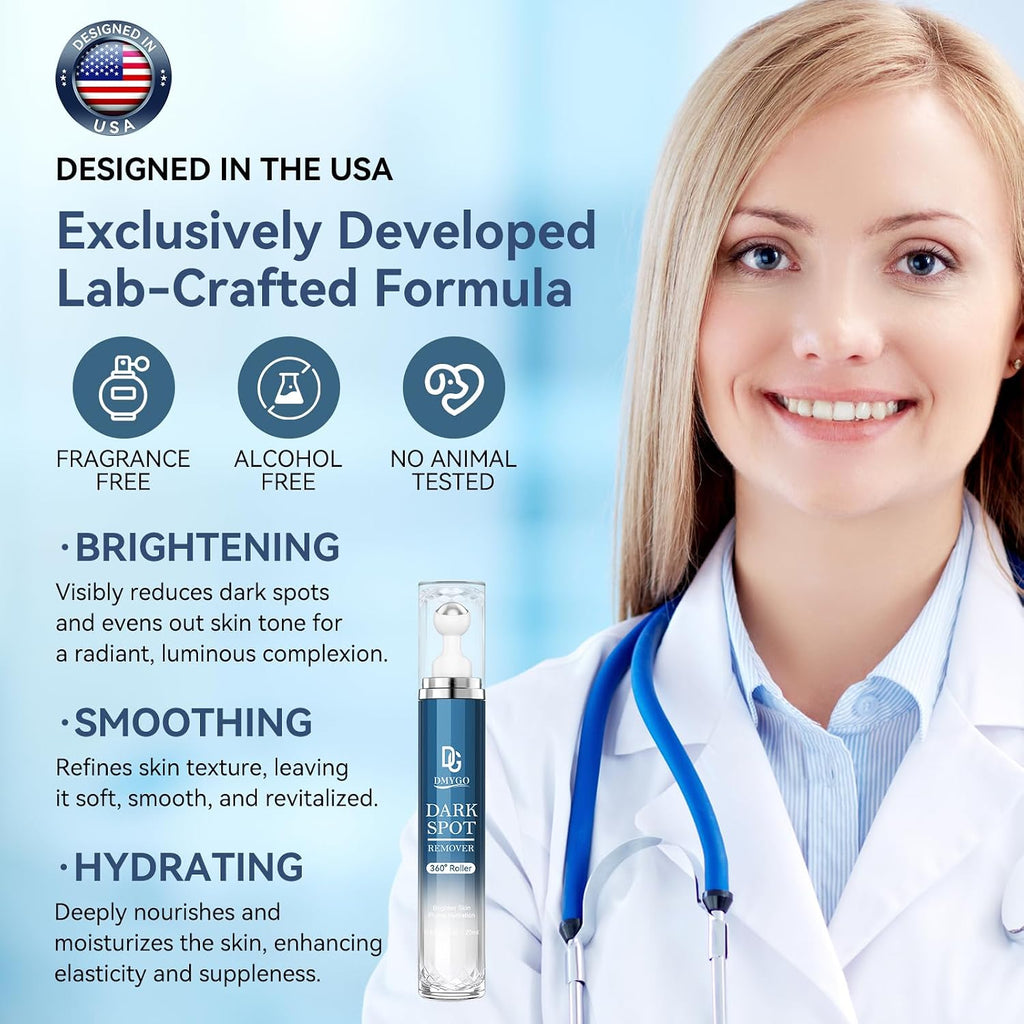 Dark Spot Remover for Face and Body. Dark Spot Corrector Serum. Melasma. Age Spot & Freckles Remover. Skin Care Serum for Uneven Skin Tone with 360° Roller Massage Ball
