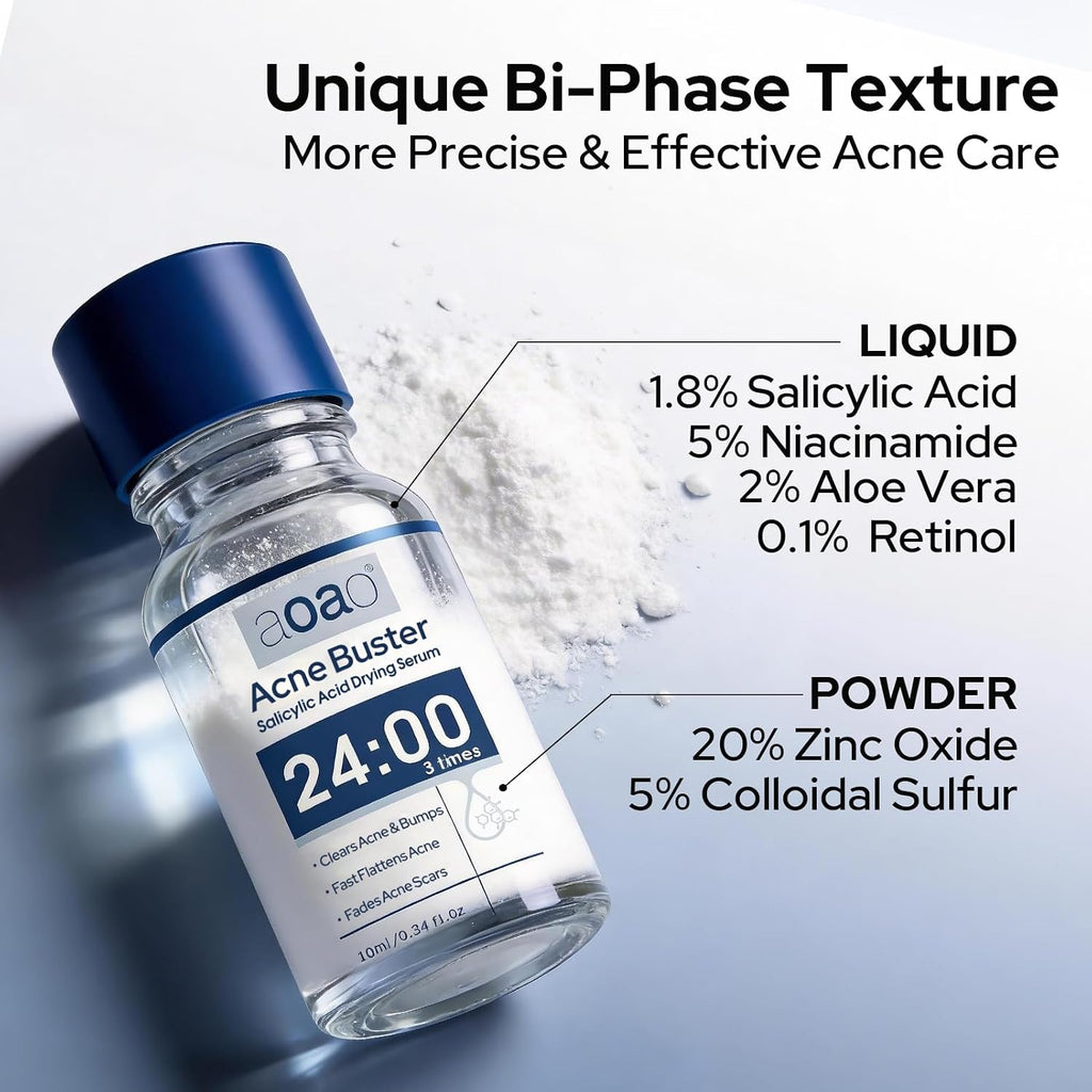 Salicylic Acid Acne Serum. Acne Drying Lotion for Acne-Prone Sensitive Skin. Shrinks Pimples Overnight. Fade Acne Marks. 20% Zinc Oxide Medicated Spot Treatment for Pimples and Blemishes. 0.34 fl oz : Beauty & Personal Care