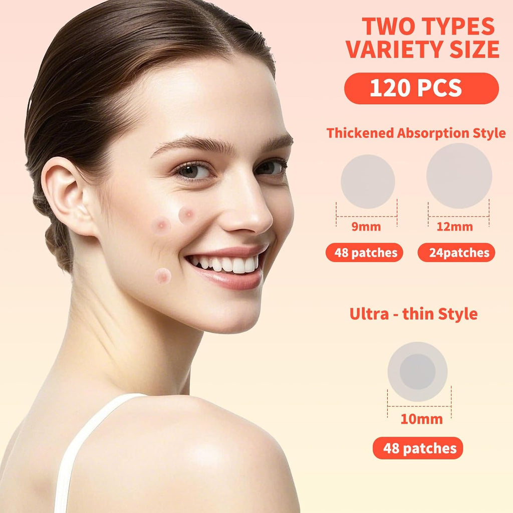 Pimple Patches for Face Day and Night 120 Count. Ultra-Thin & Thick Hydrocolloid Acne Patches with Salicylic Acid. Tea Tree Oil. Centella Asiatica. Invisible Zit Patch for Blemishes