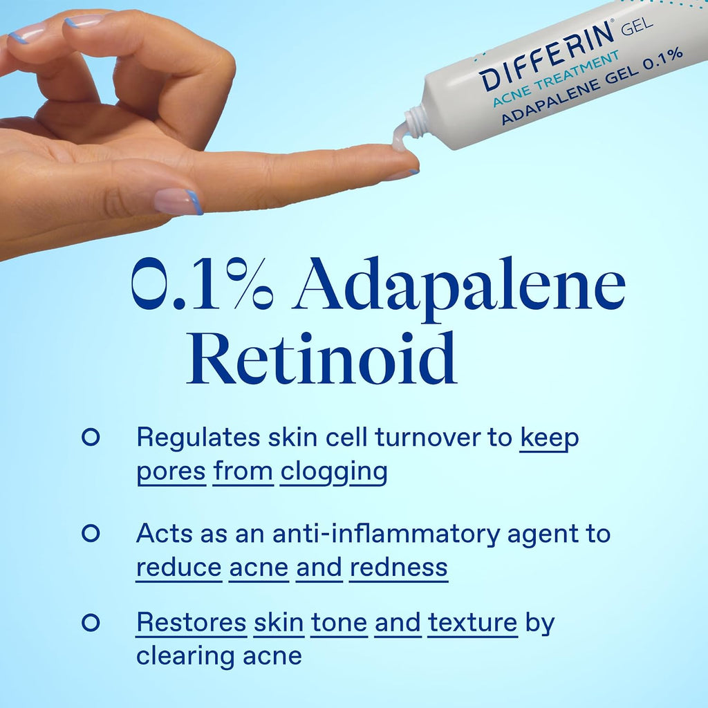 Acne Treatment Gel. 60 Day Supply. Retinoid Treatment for Face with 0.1% Adapalene. Gentle Skin Care for Acne Prone Sensitive Skin.
